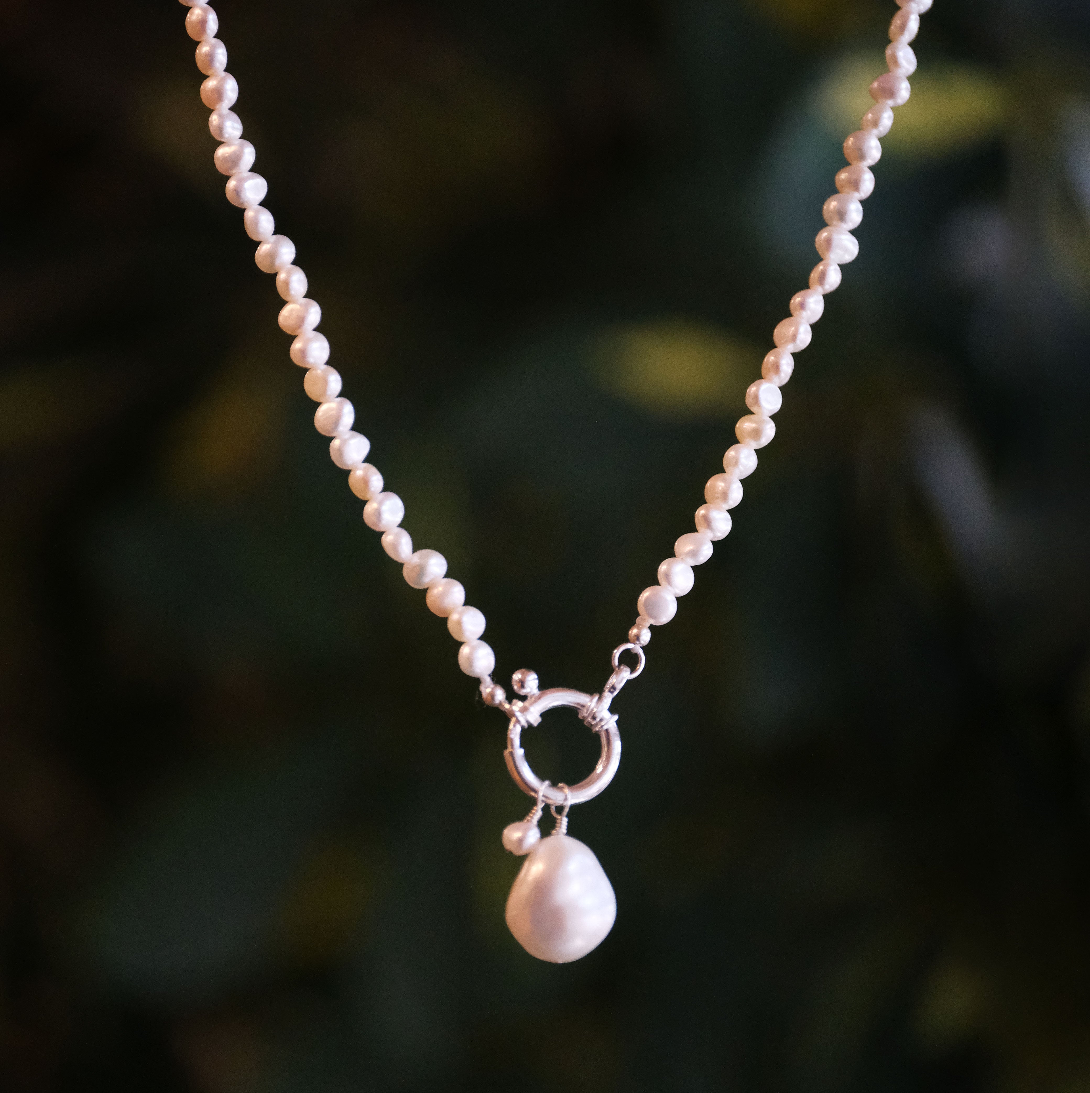 Freshwater Pearl + Sterling Charm Keeper Necklace - One of a Kind