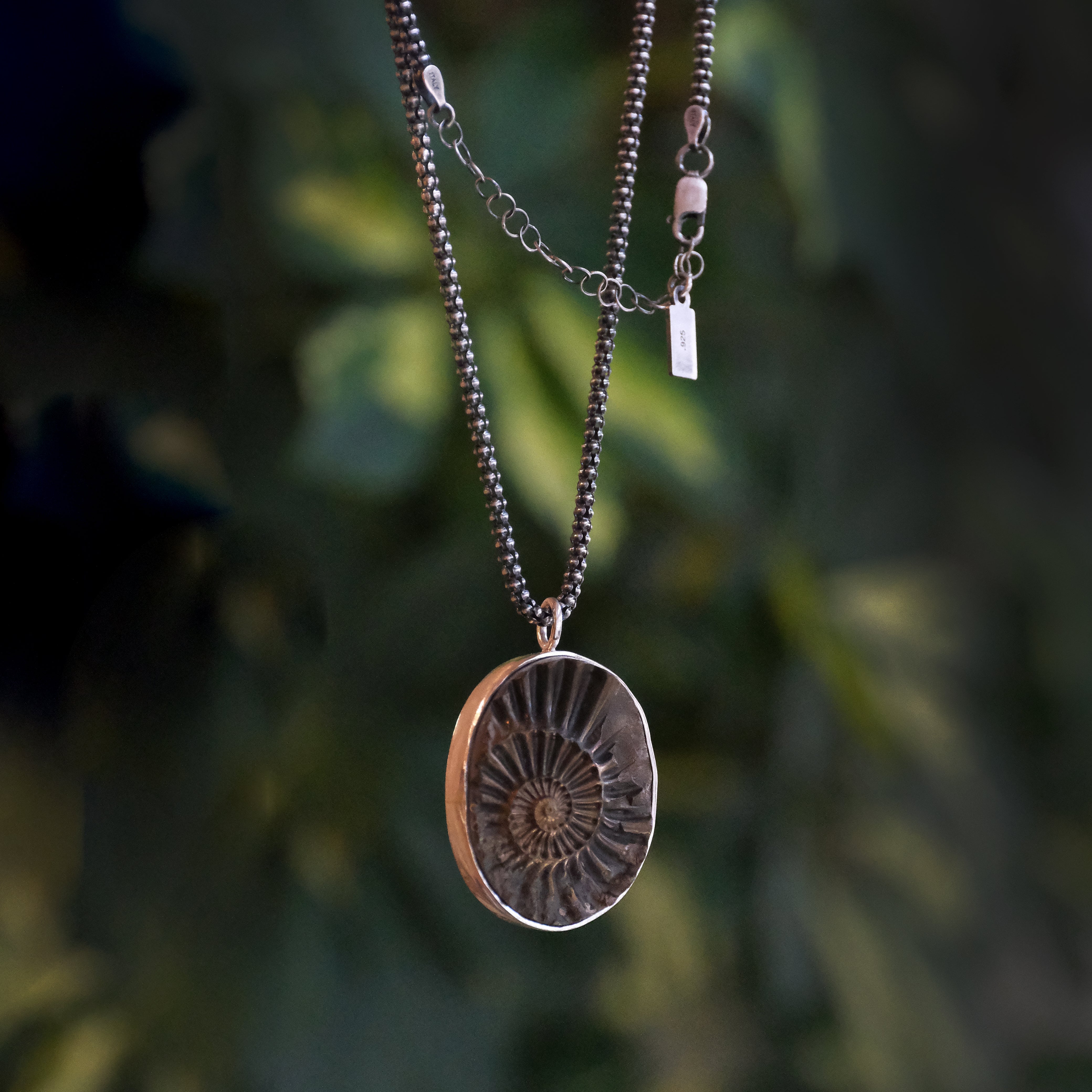 Pyrized Ammonite Fossil Necklace - One of a Kind
