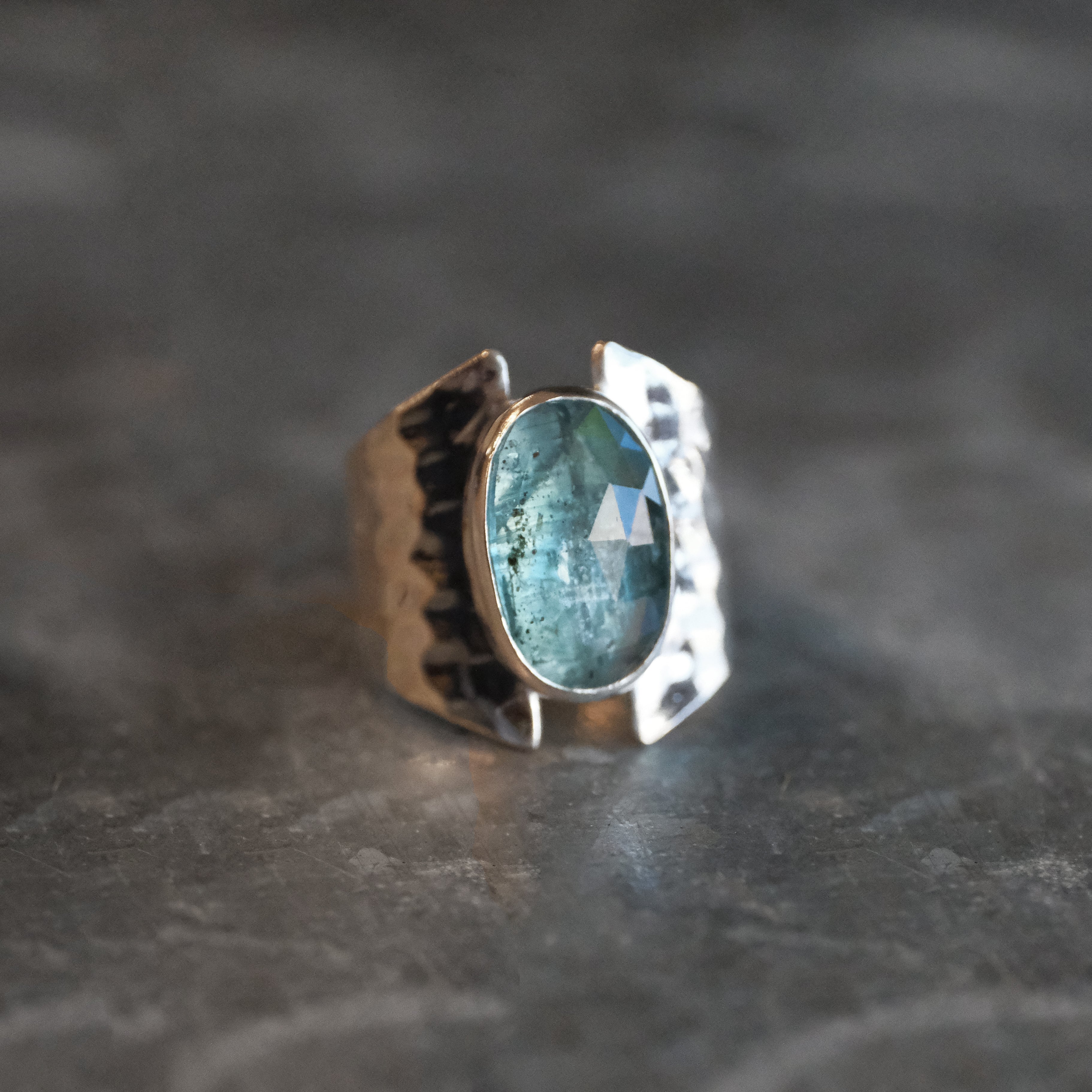 Blue Kyanite Shield Ring (Size 7) - One of a Kind