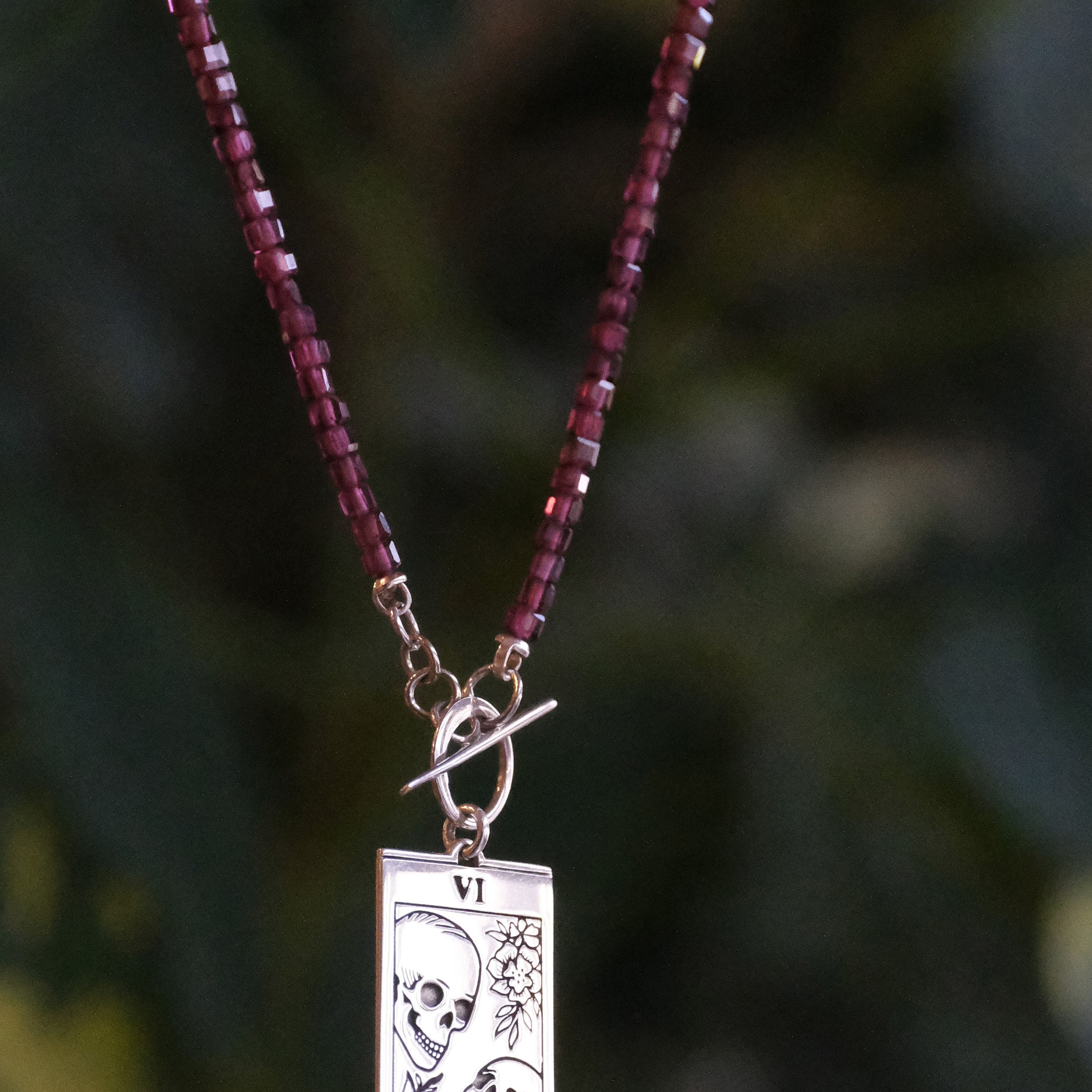 Garnet Lovers Tarot Necklace