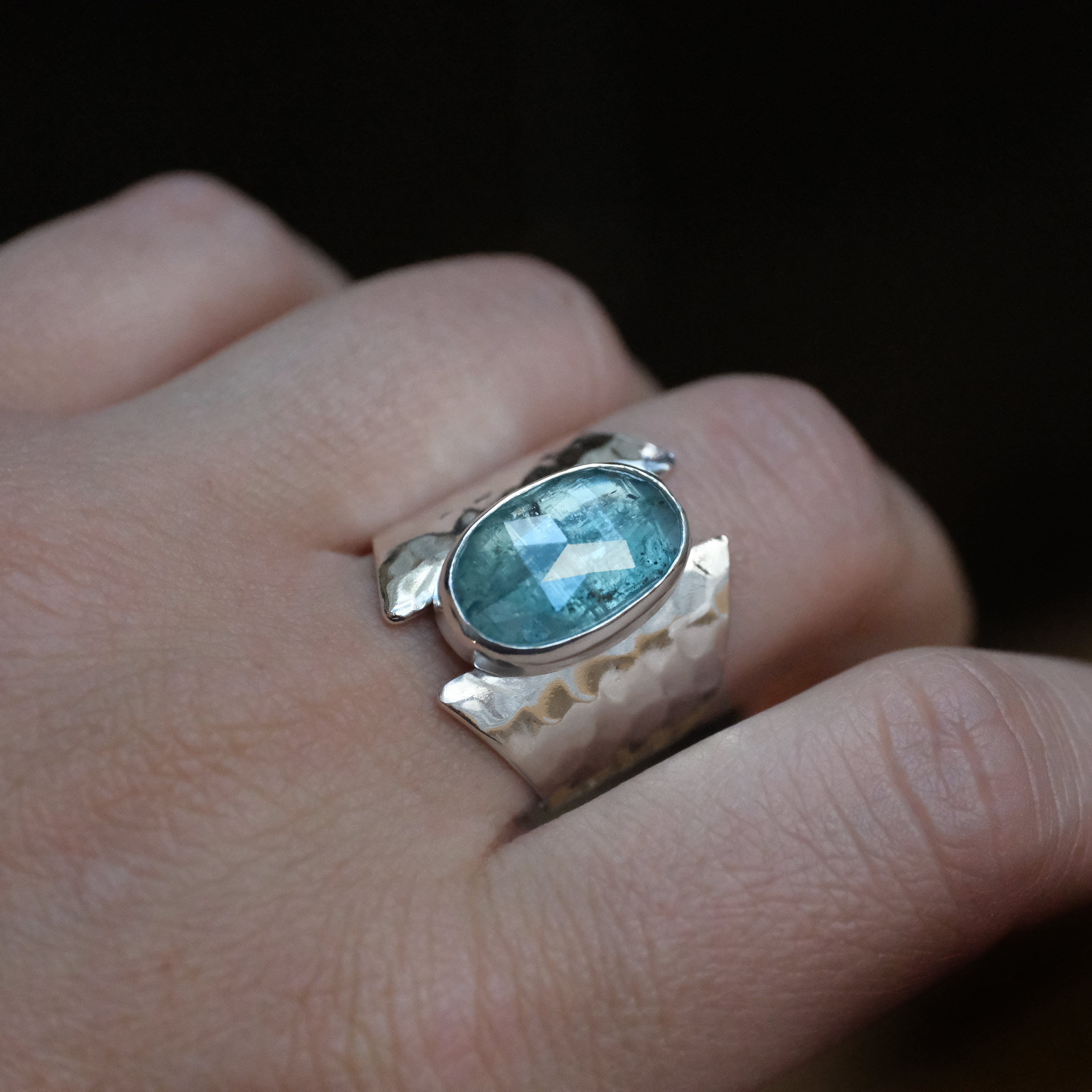 Blue Kyanite Shield Ring (Size 7) - One of a Kind