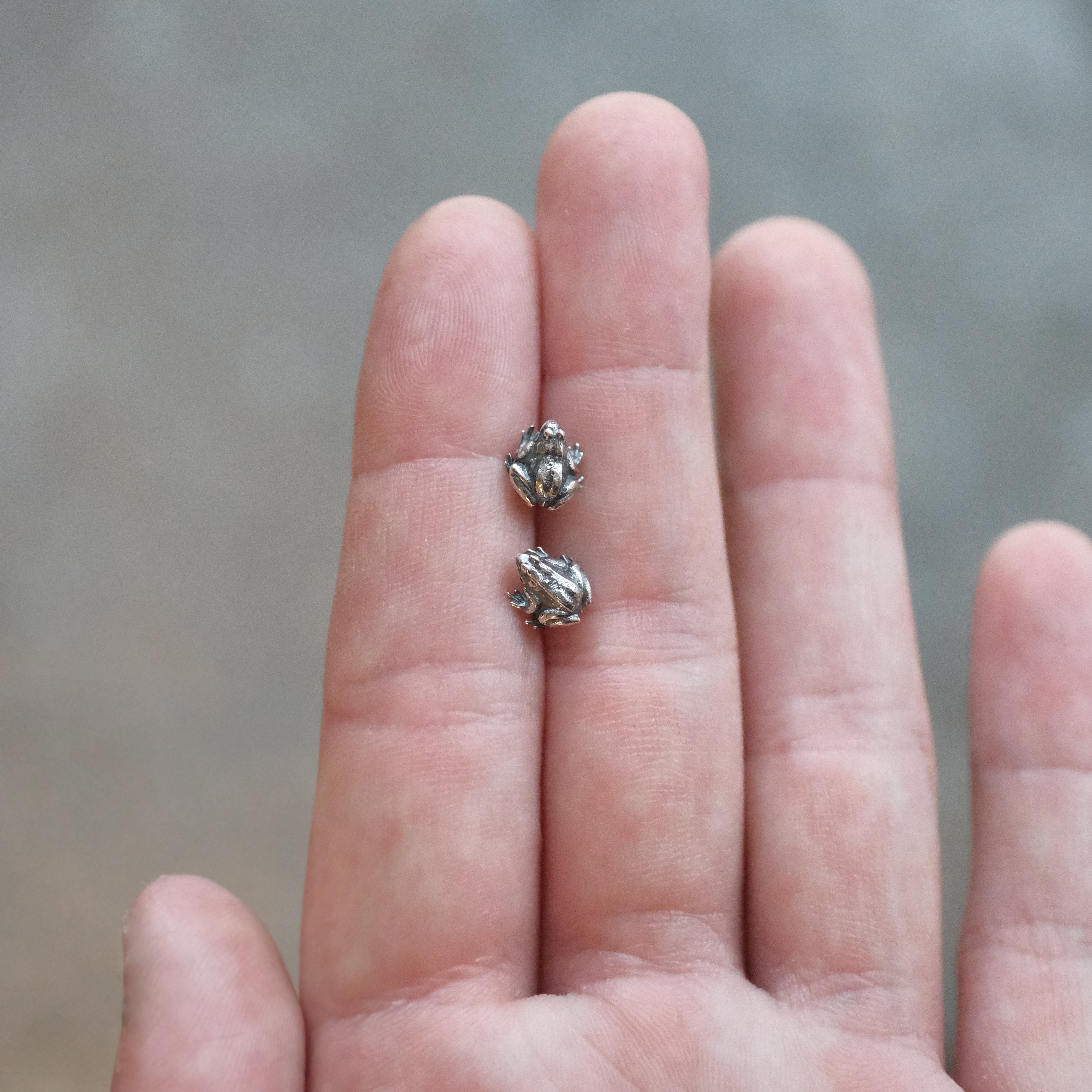 Tiny Sterling Frog Studs