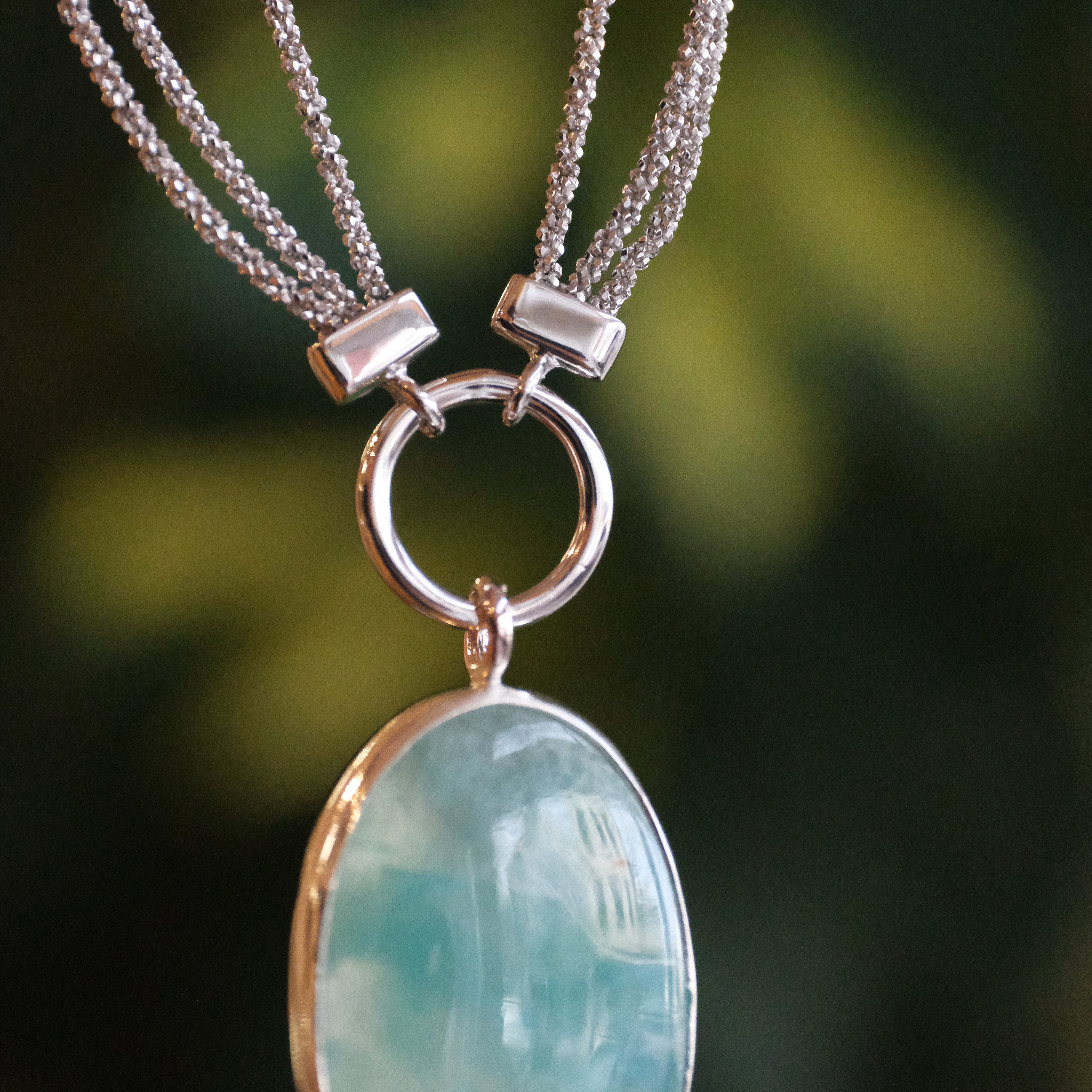 Aqua Chalcedony + Sterling Malta Necklace - One of a Kind