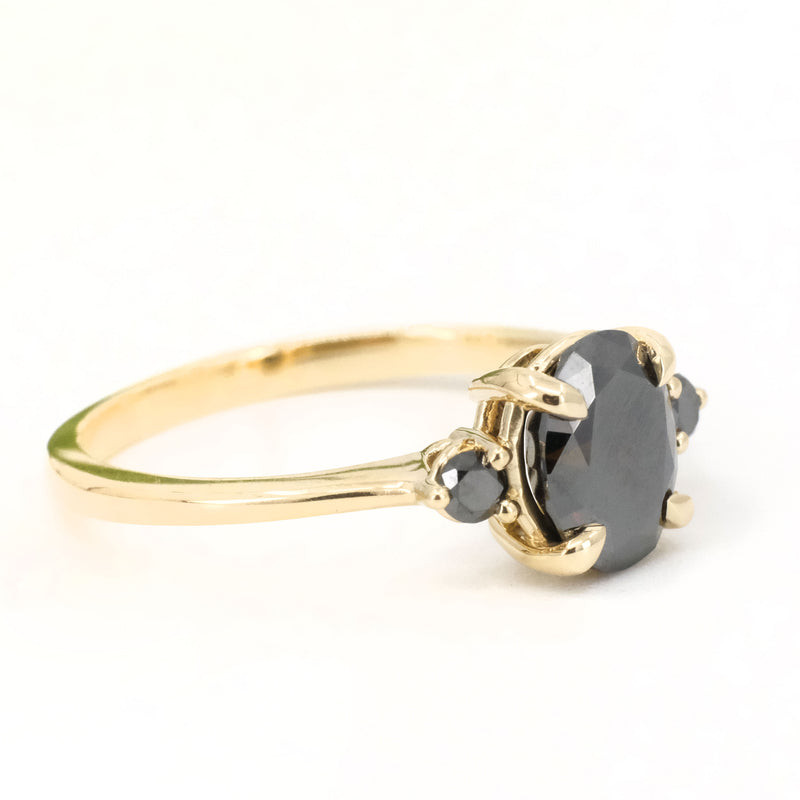 14k Black Moissanite + Diamond Raven Ring