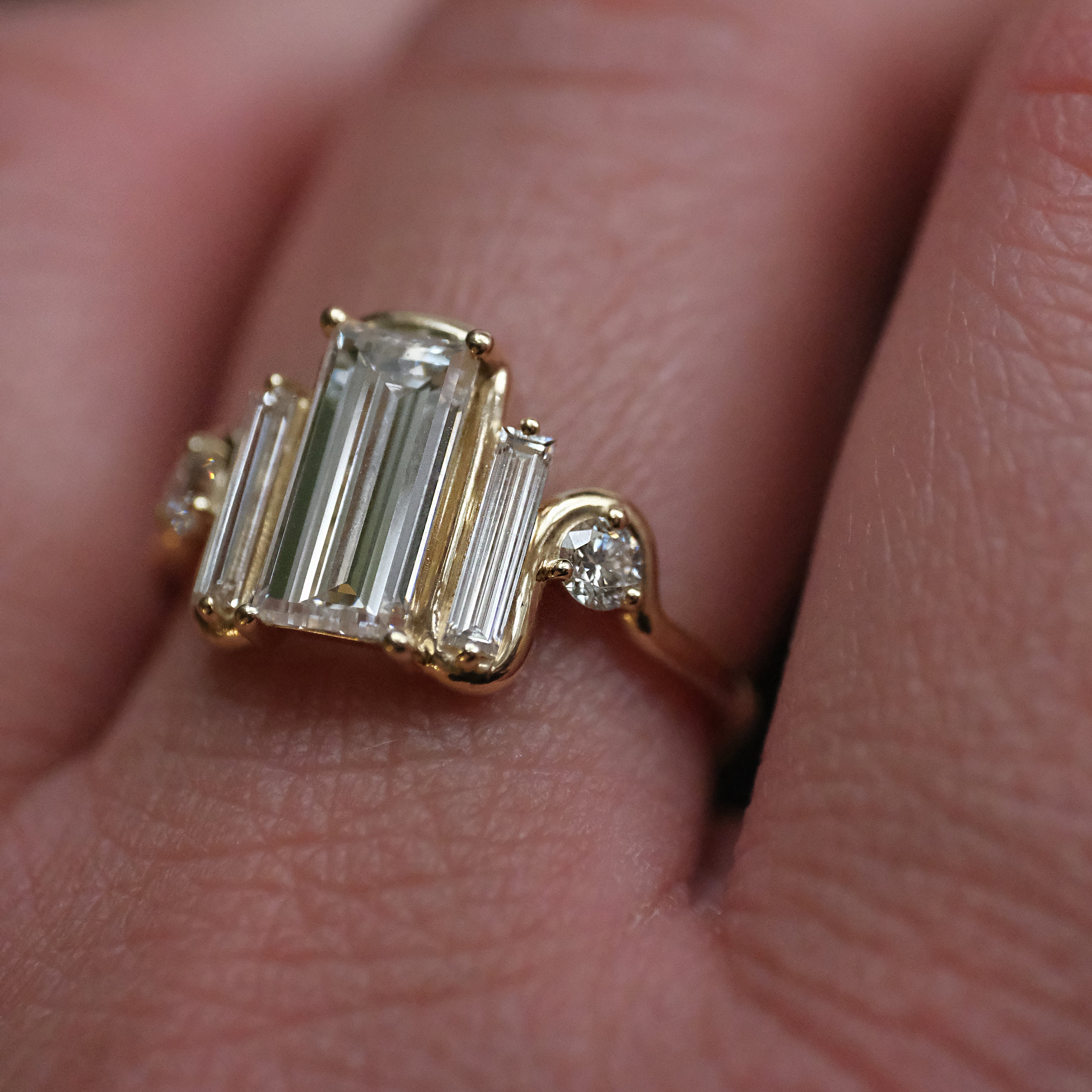 14k + Lab Diamond Bigoli Ring