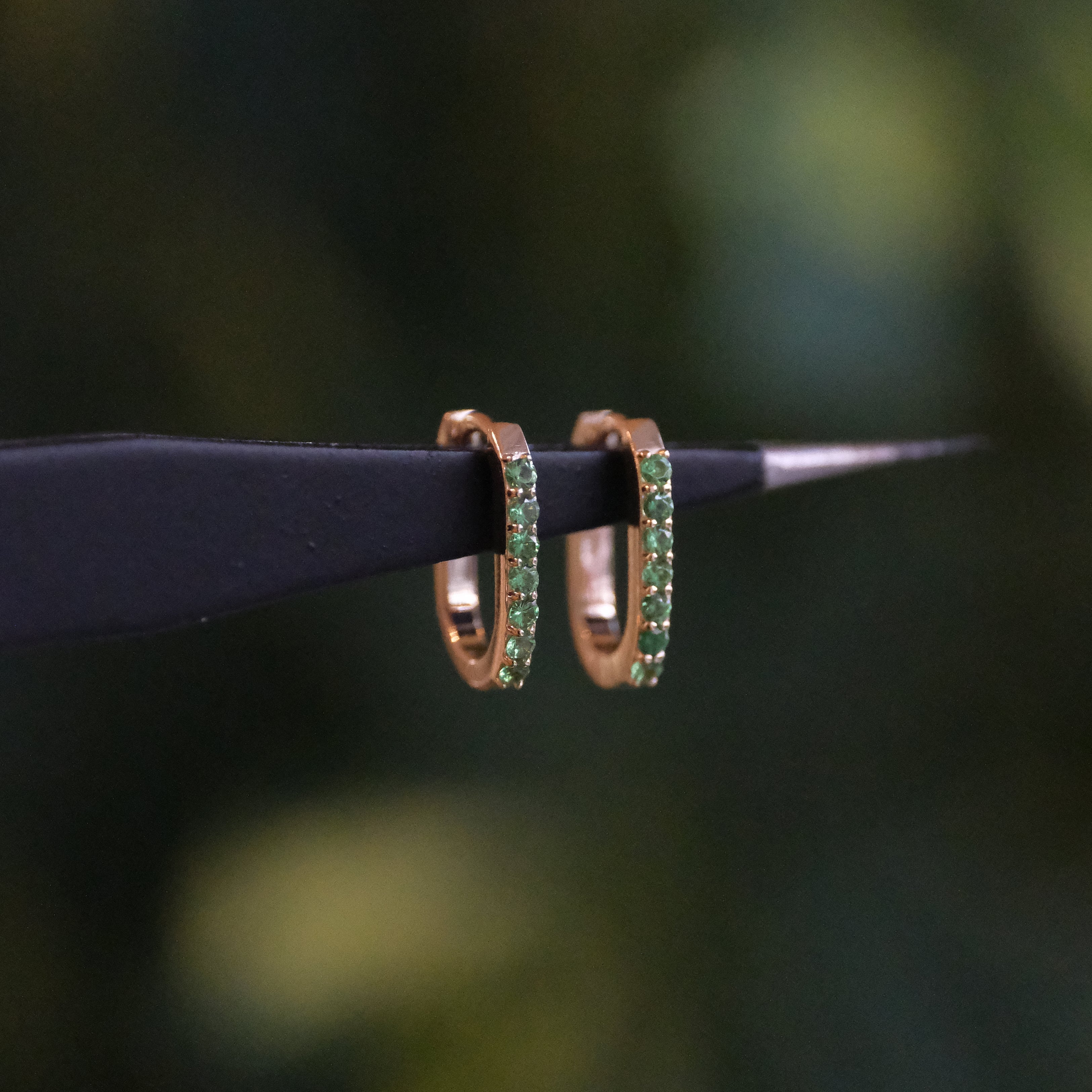 14k + Tsavorite Green Garnet Huggers
