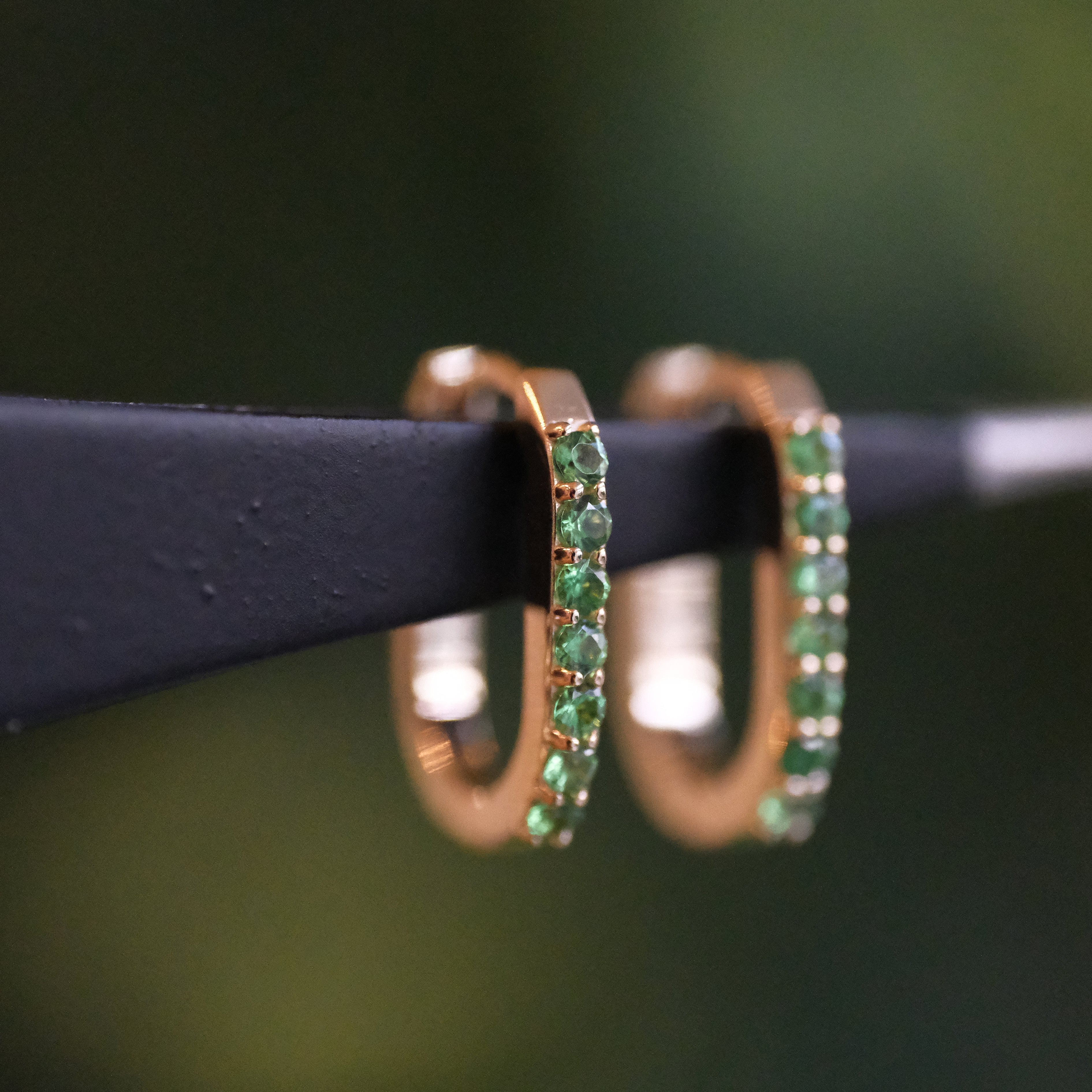 14k + Tsavorite Green Garnet Huggers