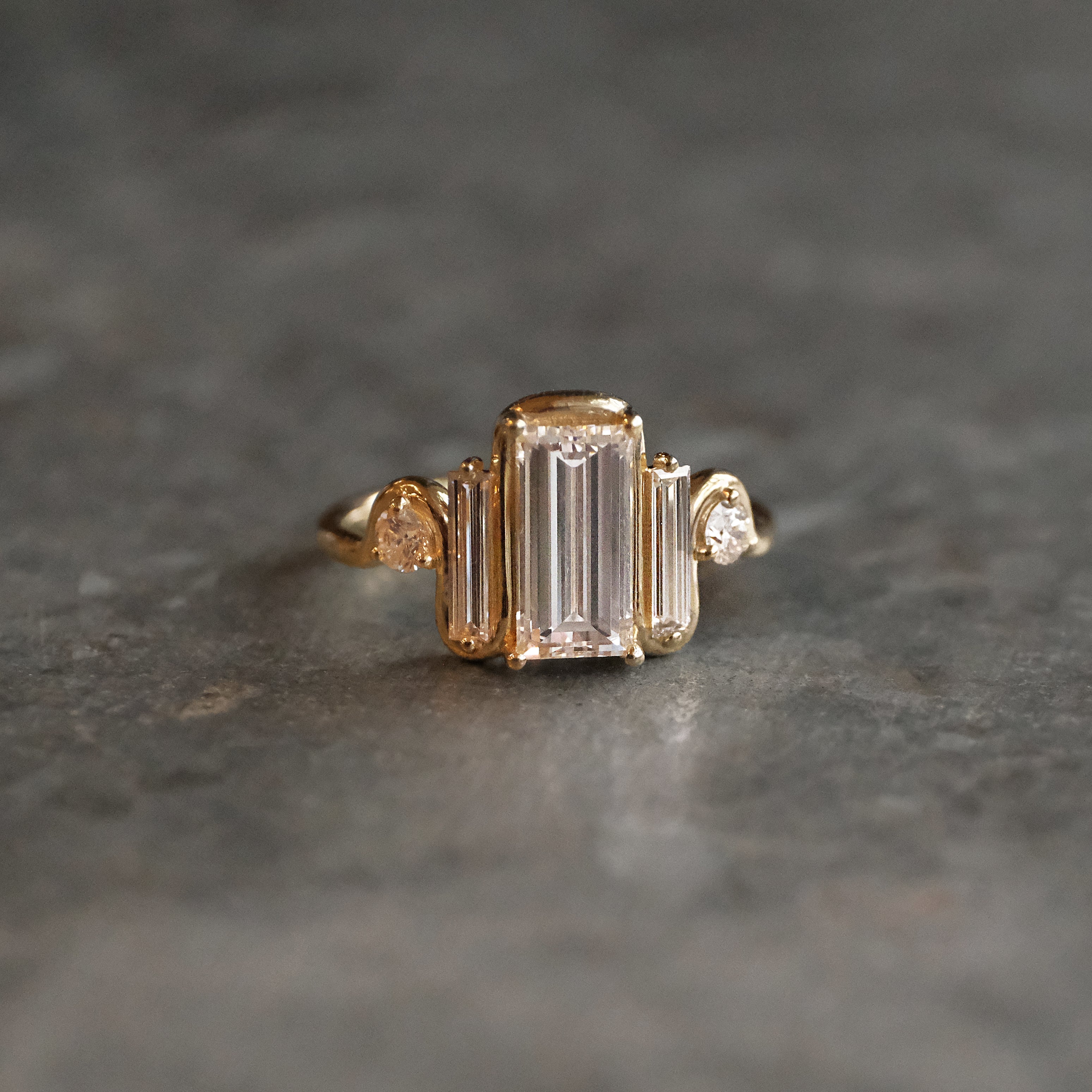 14k + Lab Diamond Bigoli Ring