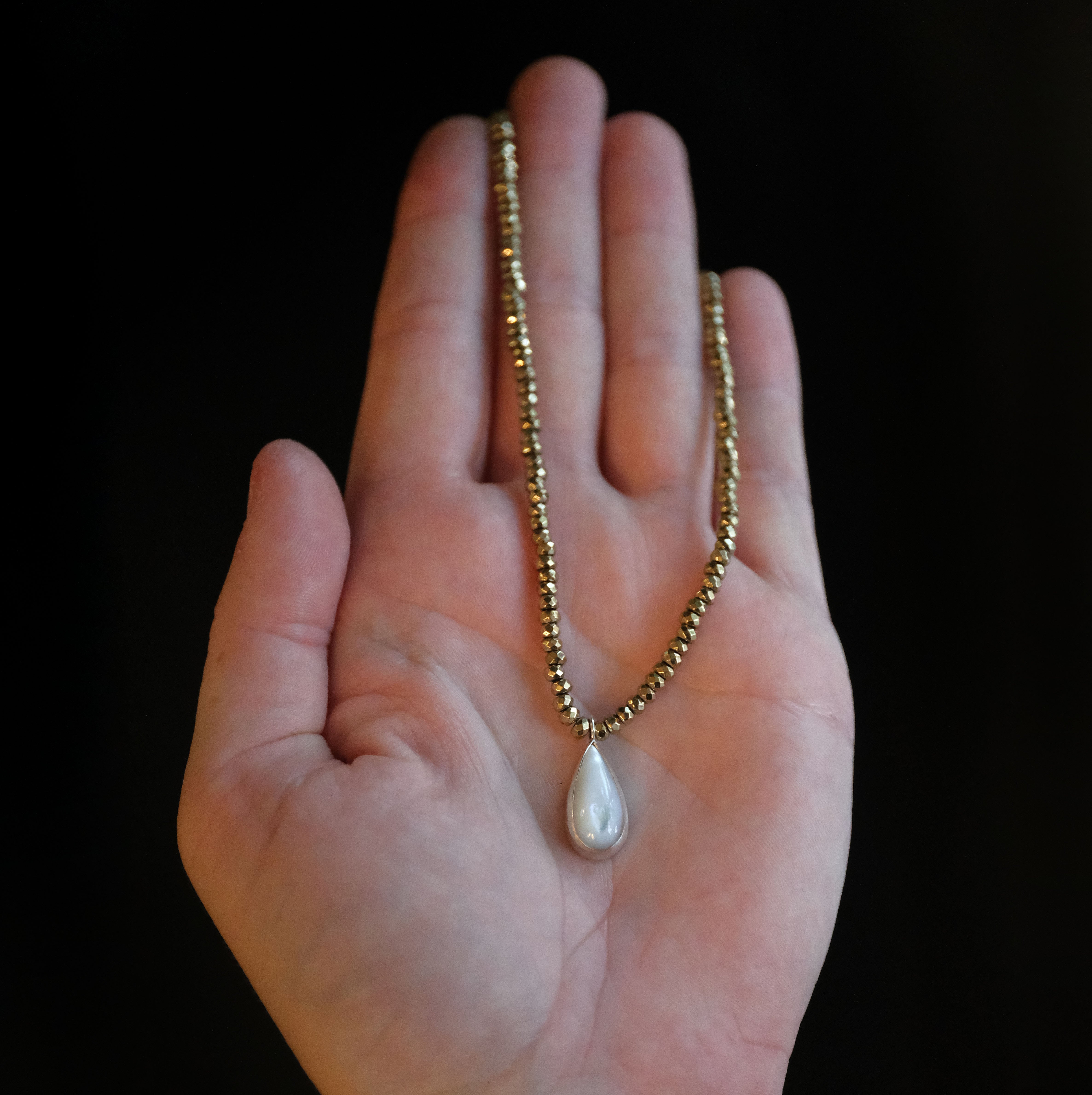 Pyrite + Mother of Pearl Sheen Necklace - One of a Kind