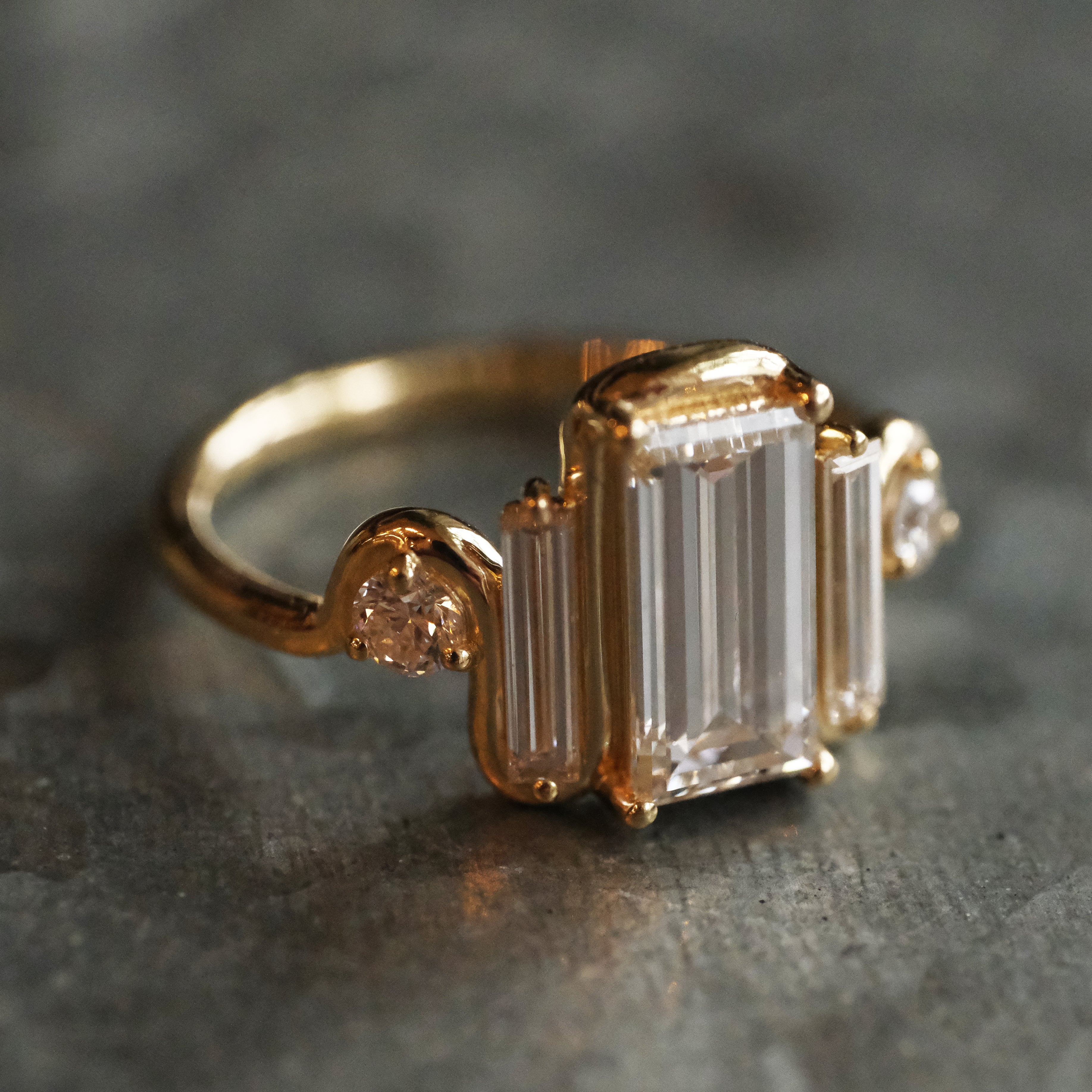 14k + Lab Diamond Bigoli Ring