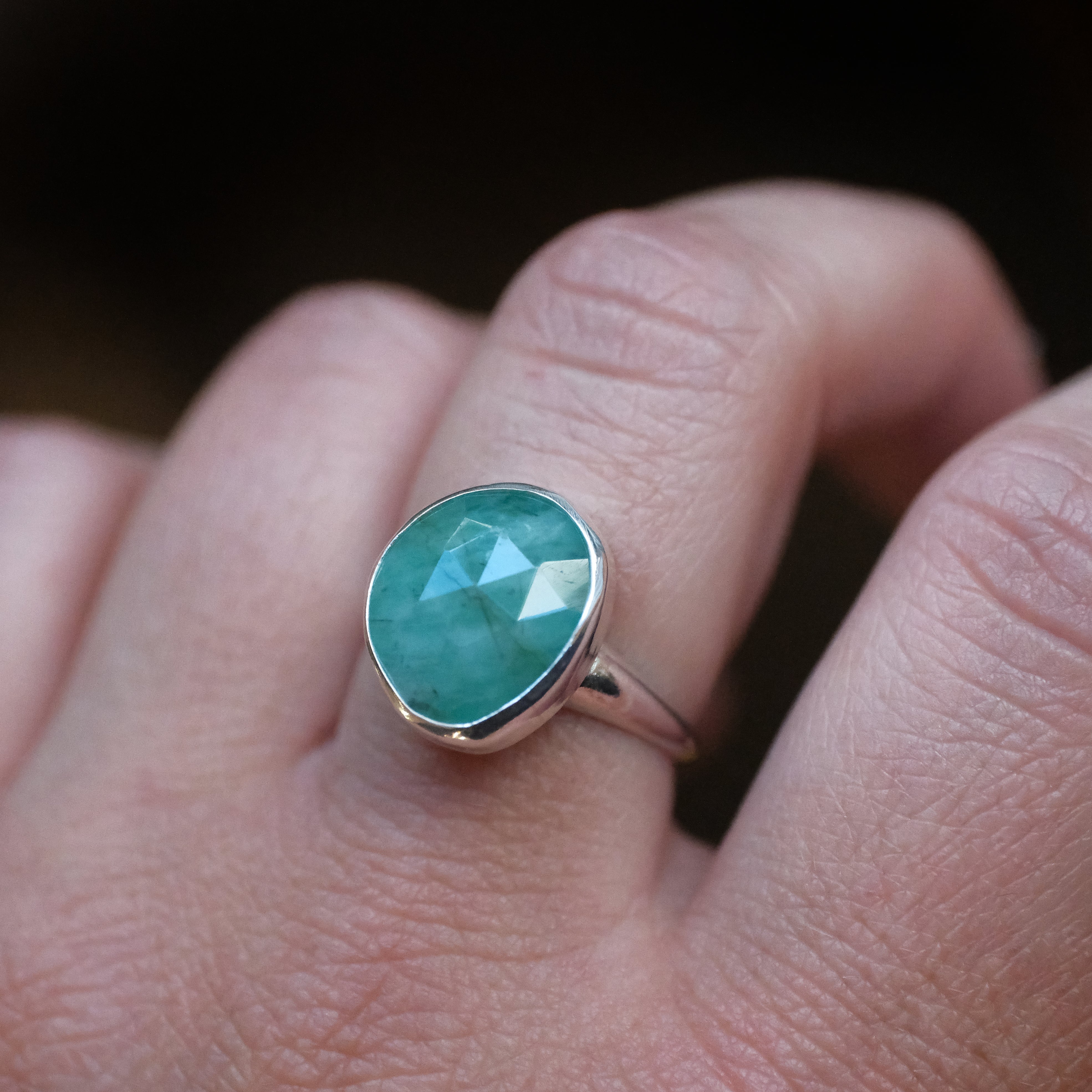 Brazilian Emerald Curve Ring (Size 7) - One of a Kind