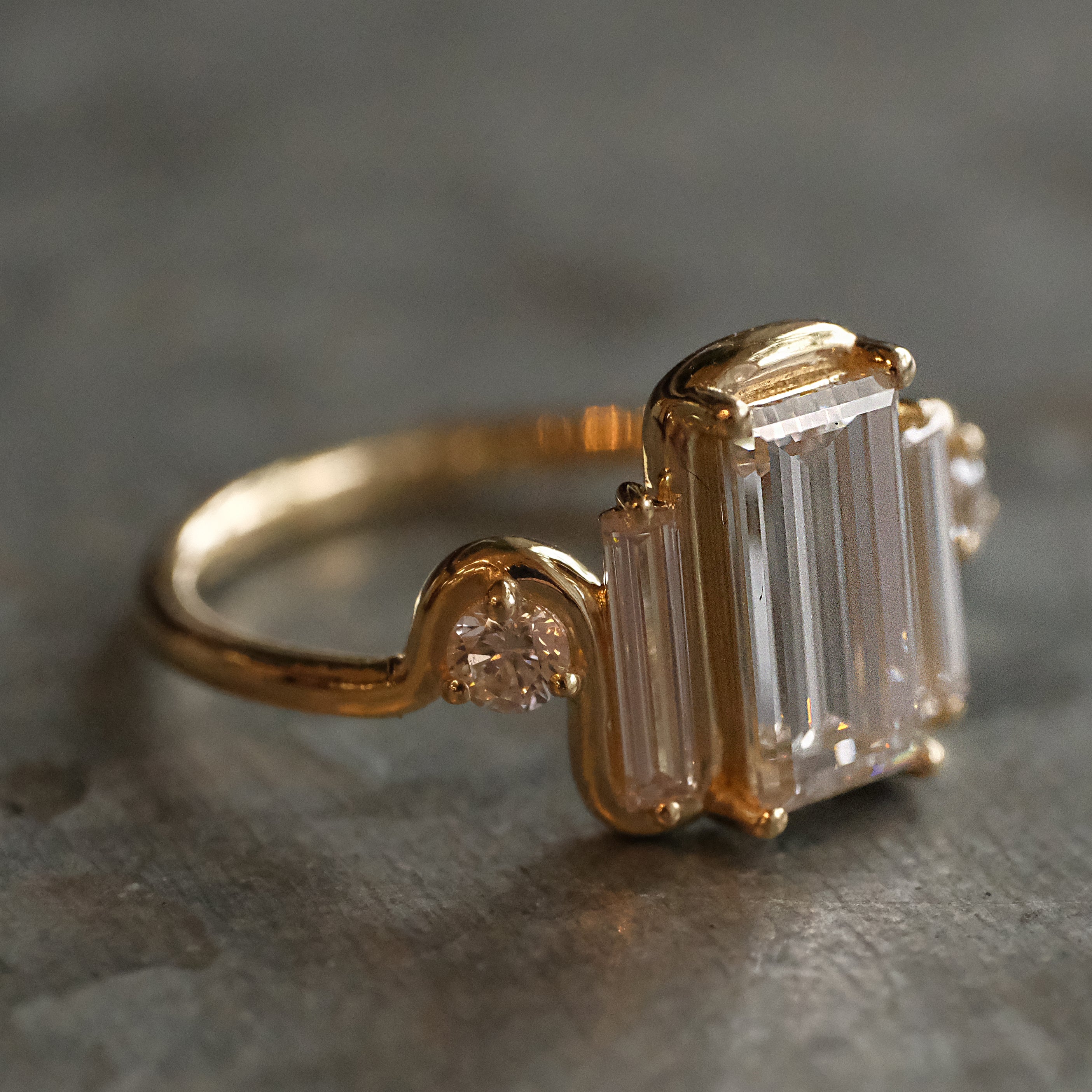 14k + Lab Diamond Bigoli Ring
