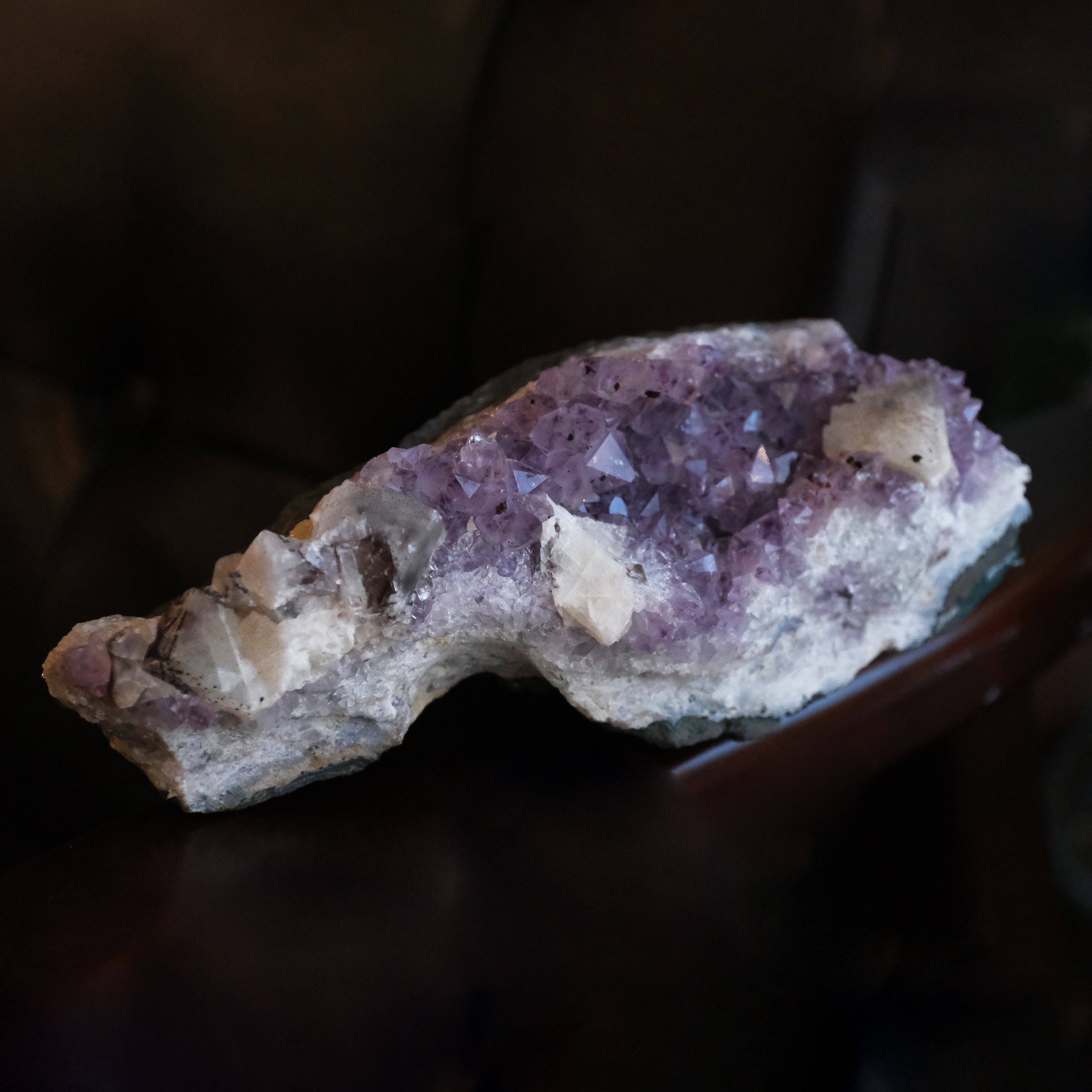 Brazailian Amethyst Specimen with Calcite and Goethite