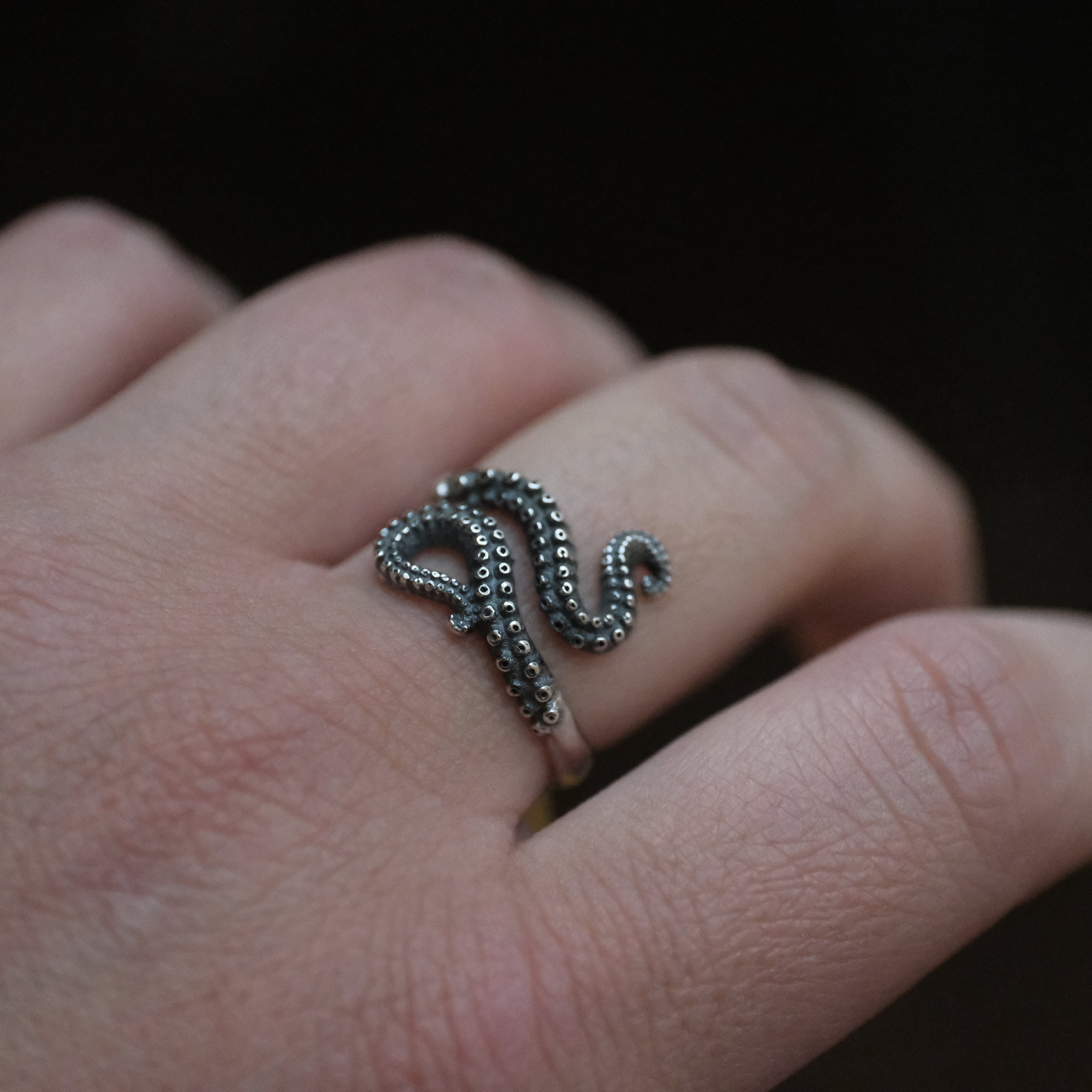 Sterling Tentacle Ring - Adjustable