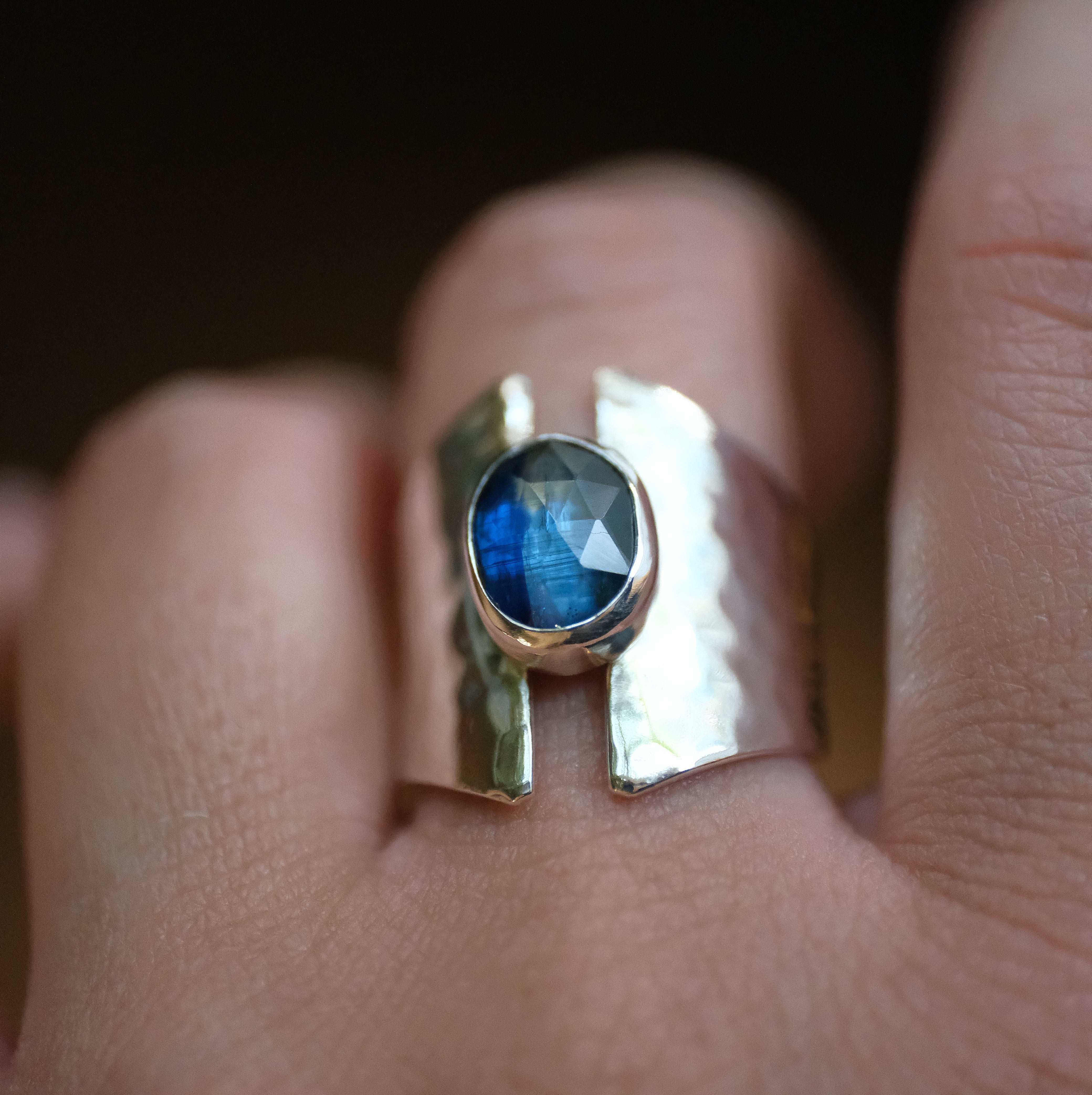 Blue Kyanite Shield Ring (Size 6.5) - One of a Kind