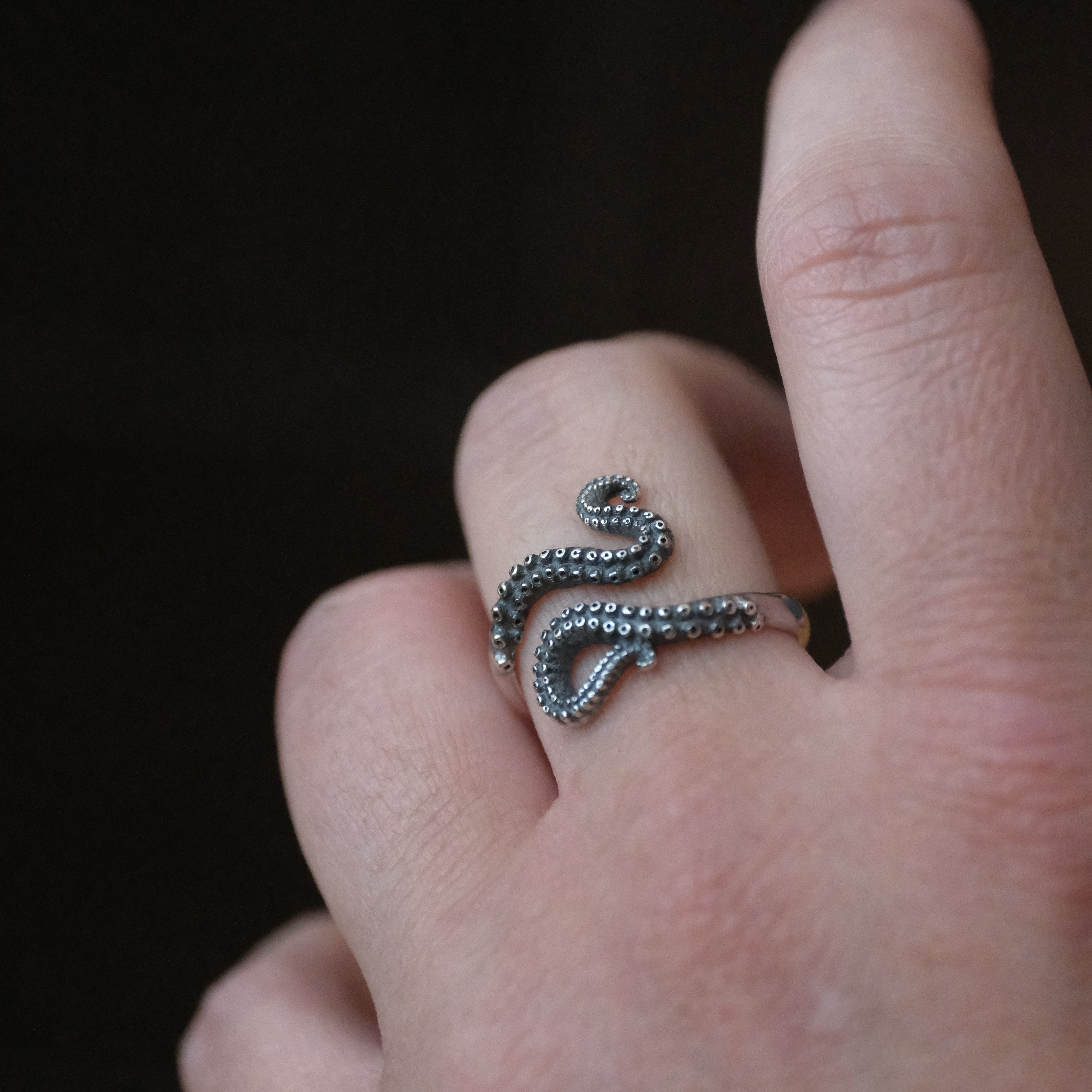 Sterling Tentacle Ring - Adjustable