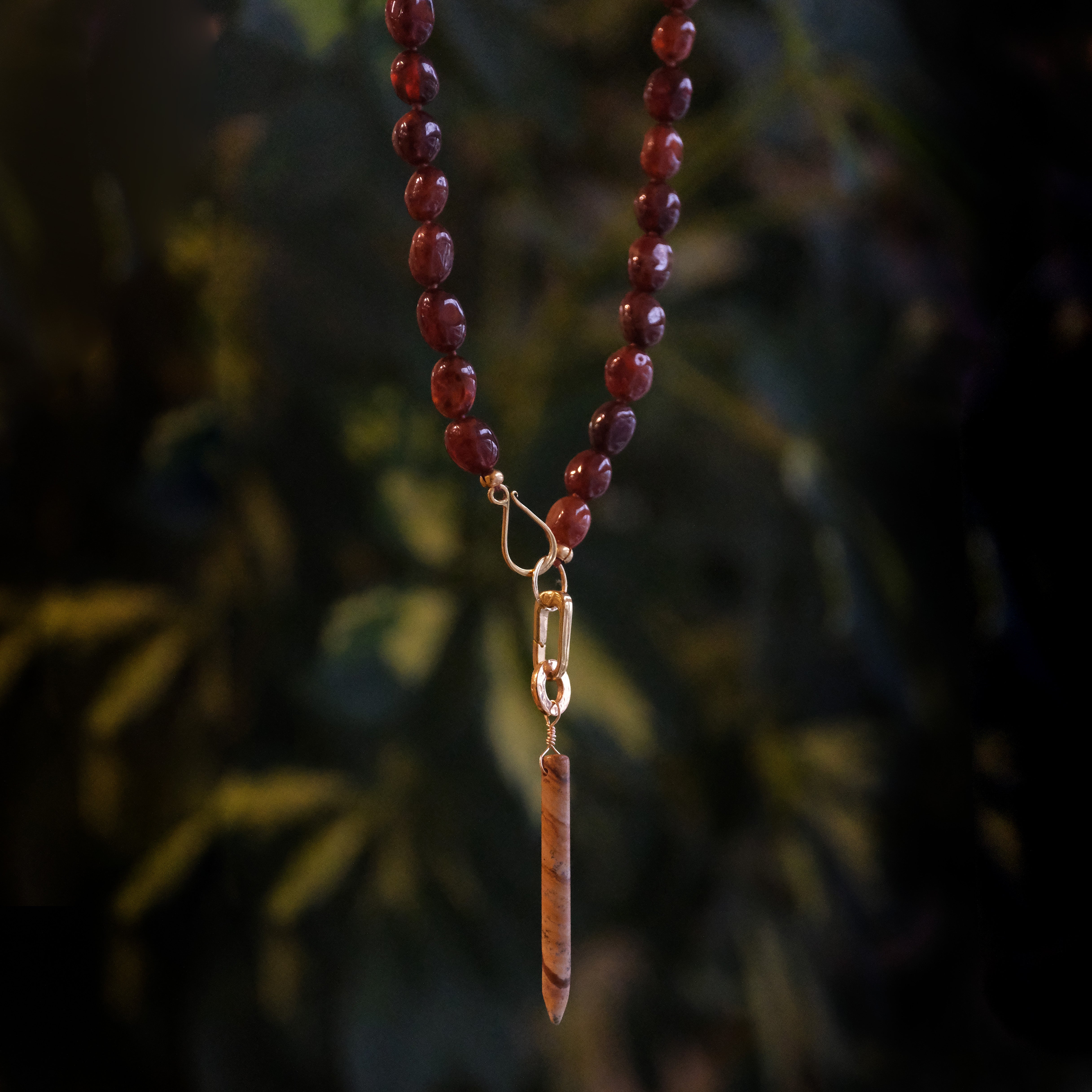 Garnet + Jasper with Bronze + Brass Necklace