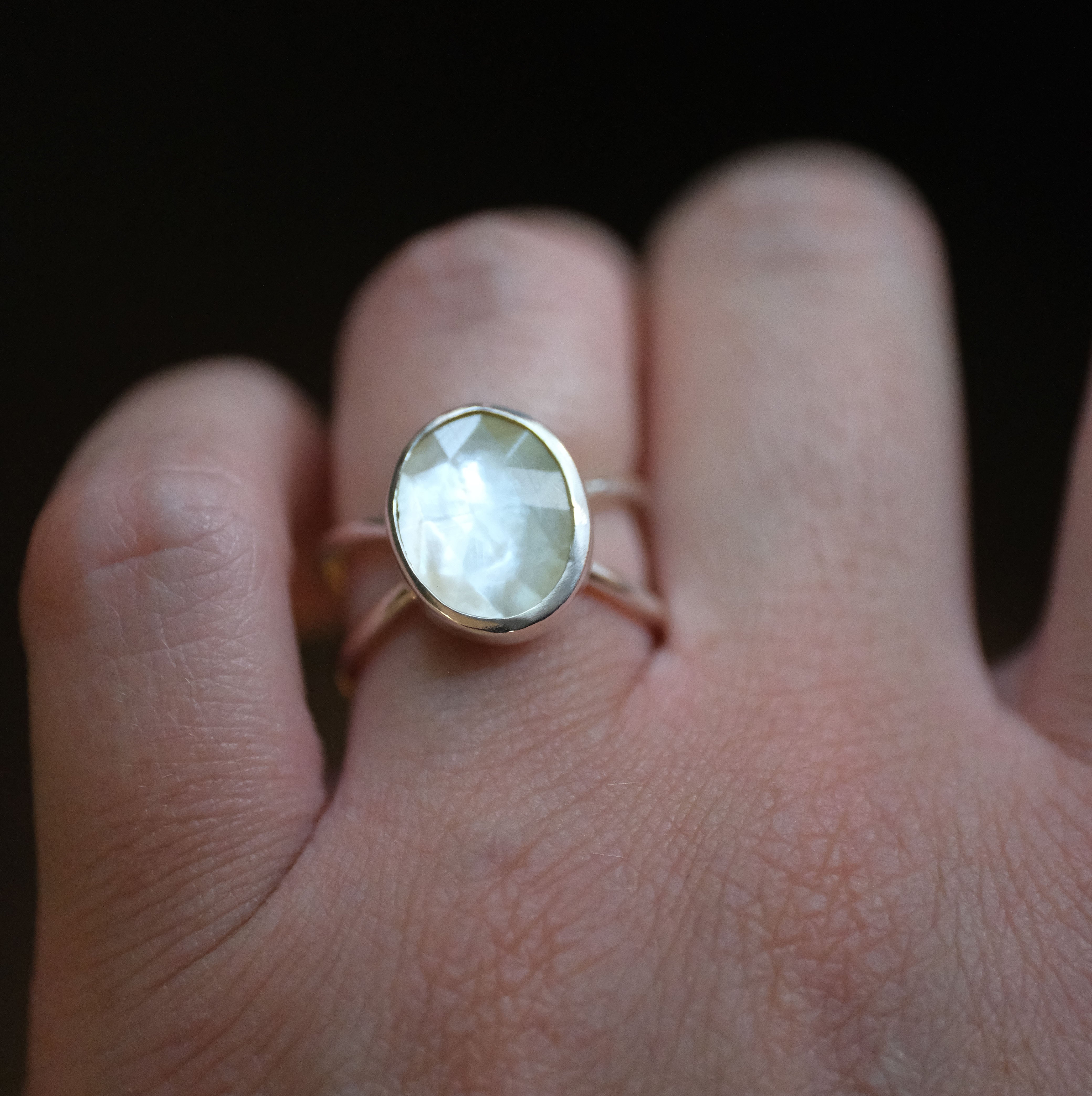 Mother of Pearl Atom Ring (Size 6) - One of a Kind