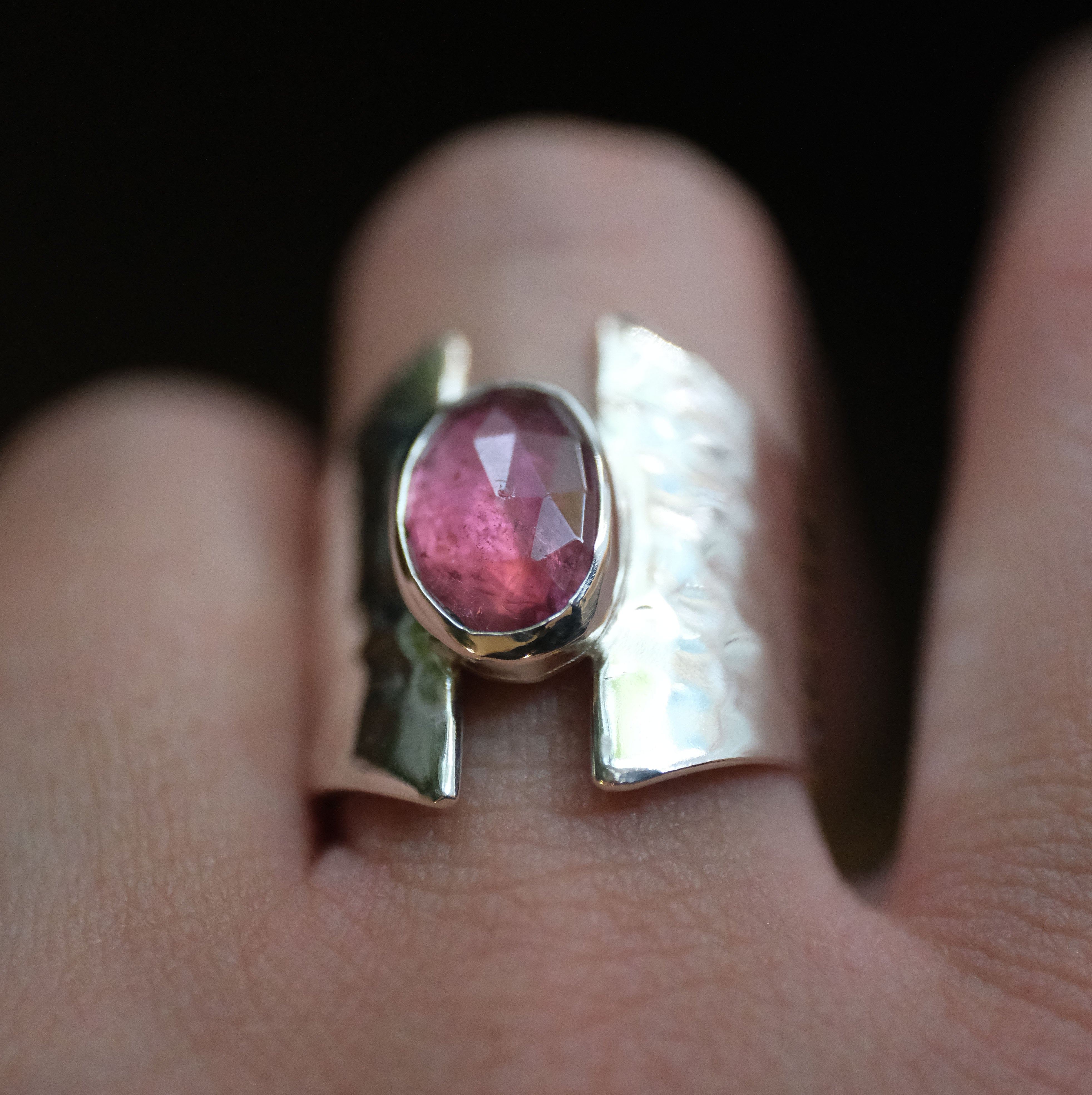 Pink Tourmaline Shield Ring (Size 7.5) - One of a Kind