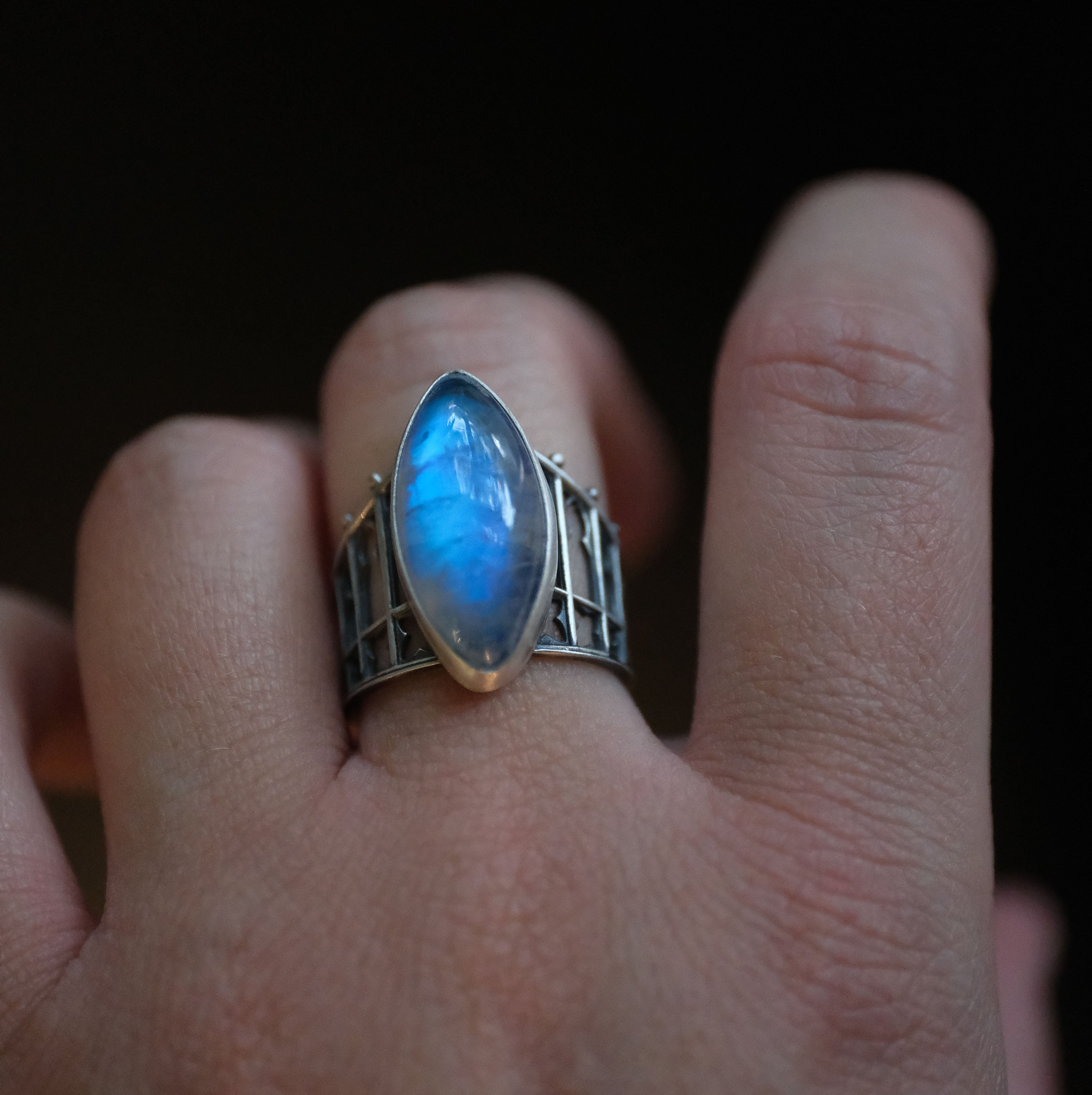 Moonstone Cathedral Ring (Size 6) - One of a Kind