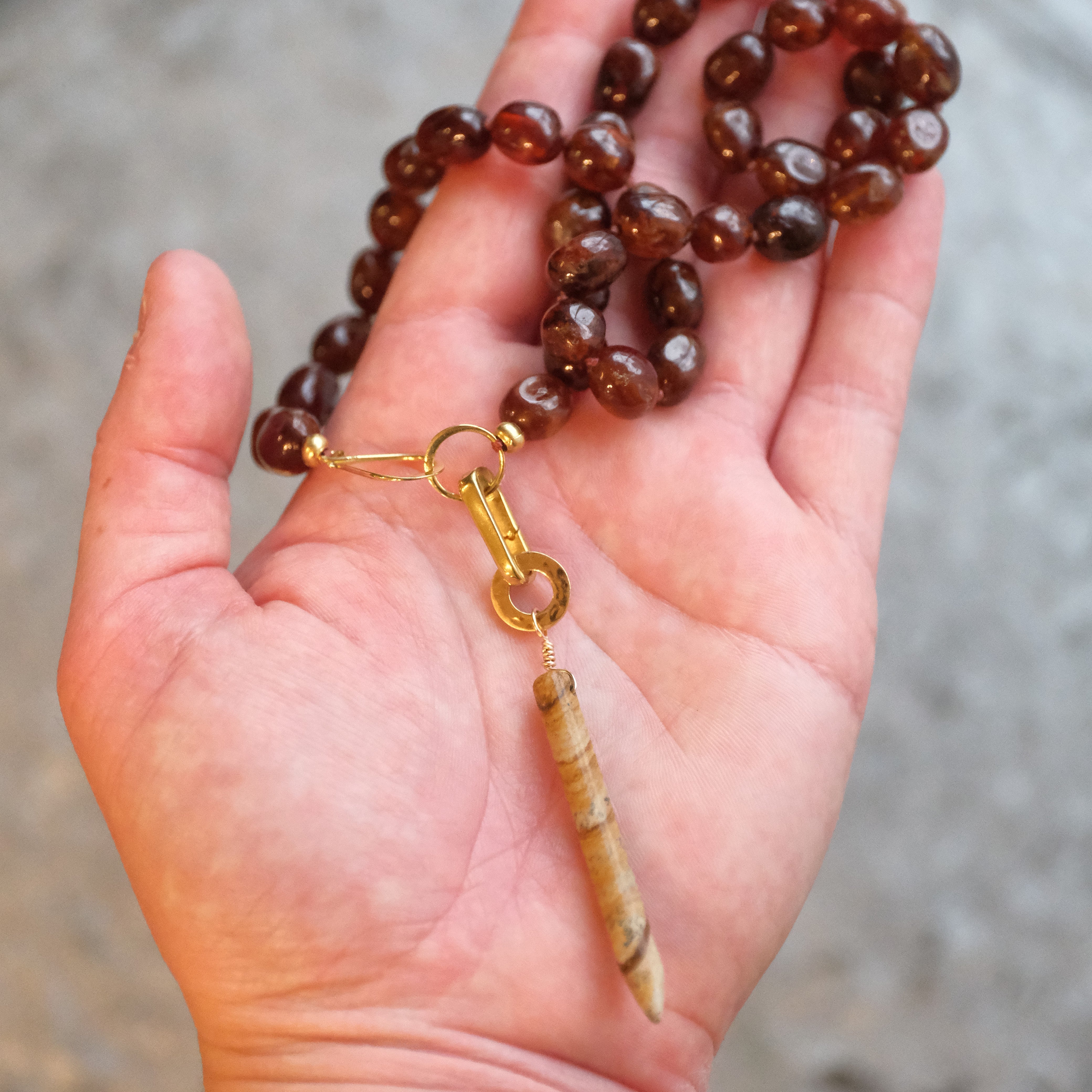 Garnet + Jasper with Bronze + Brass Necklace