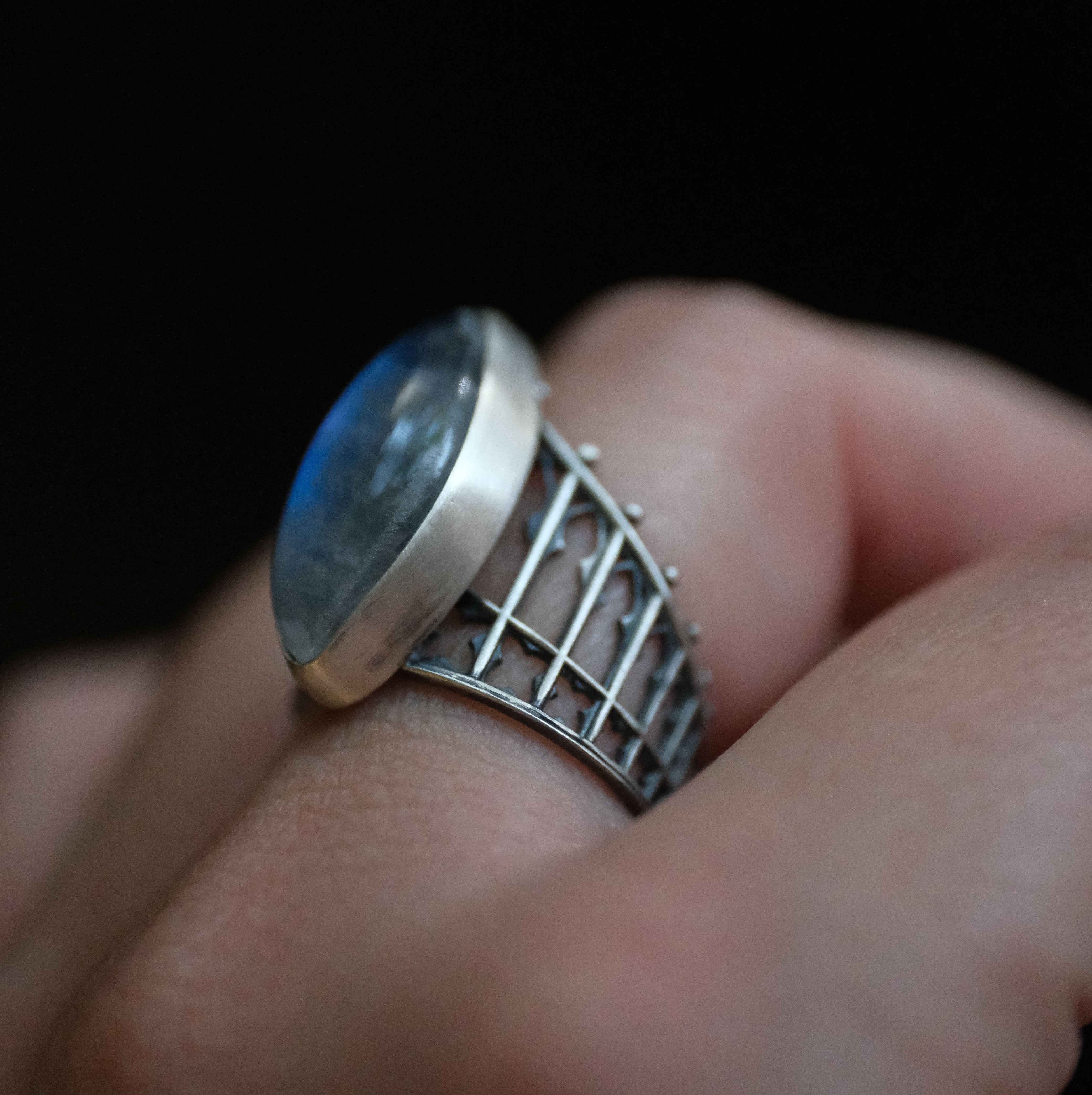 Moonstone Cathedral Ring (Size 6) - One of a Kind