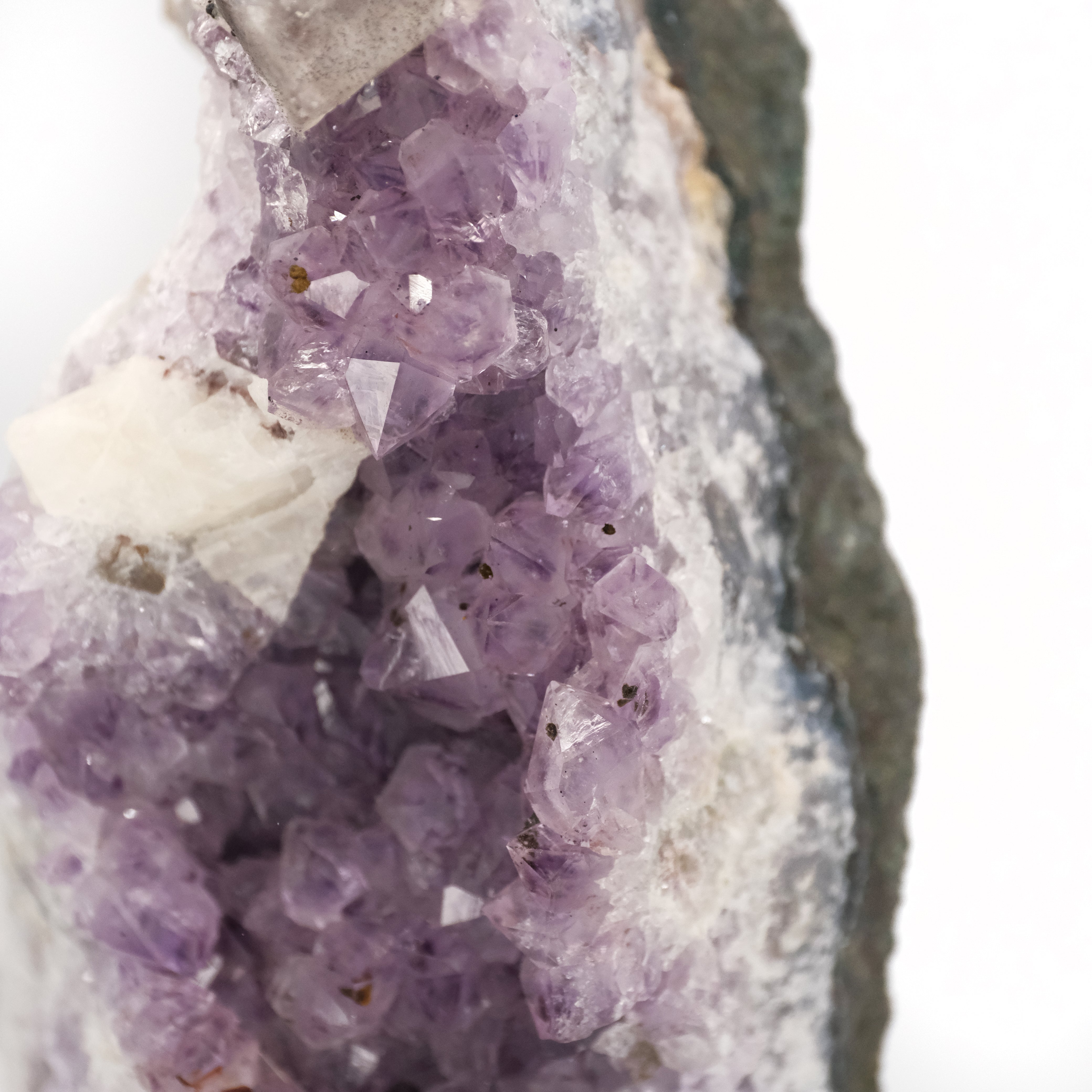 Brazailian Amethyst Specimen with Calcite and Goethite