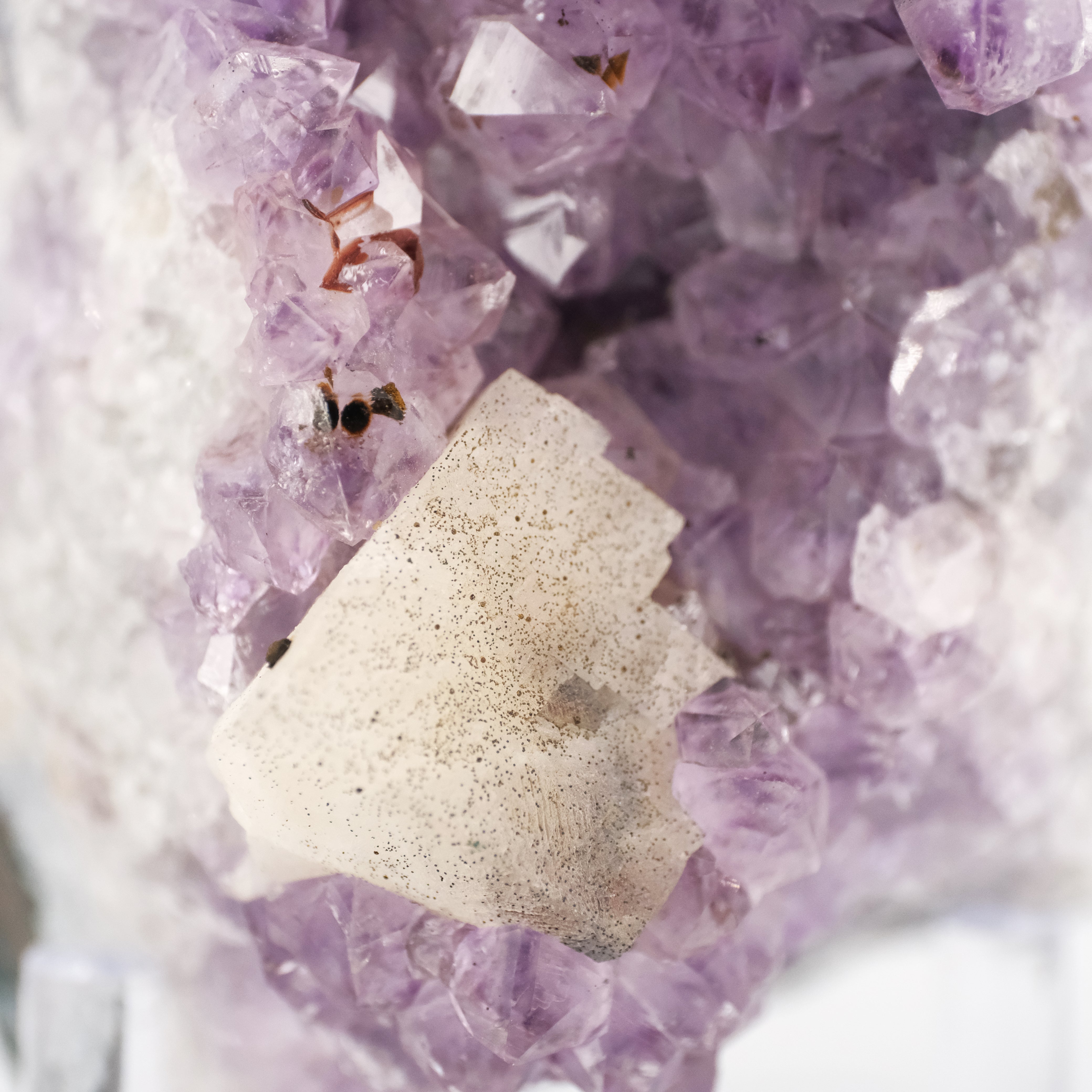 Brazailian Amethyst Specimen with Calcite and Goethite