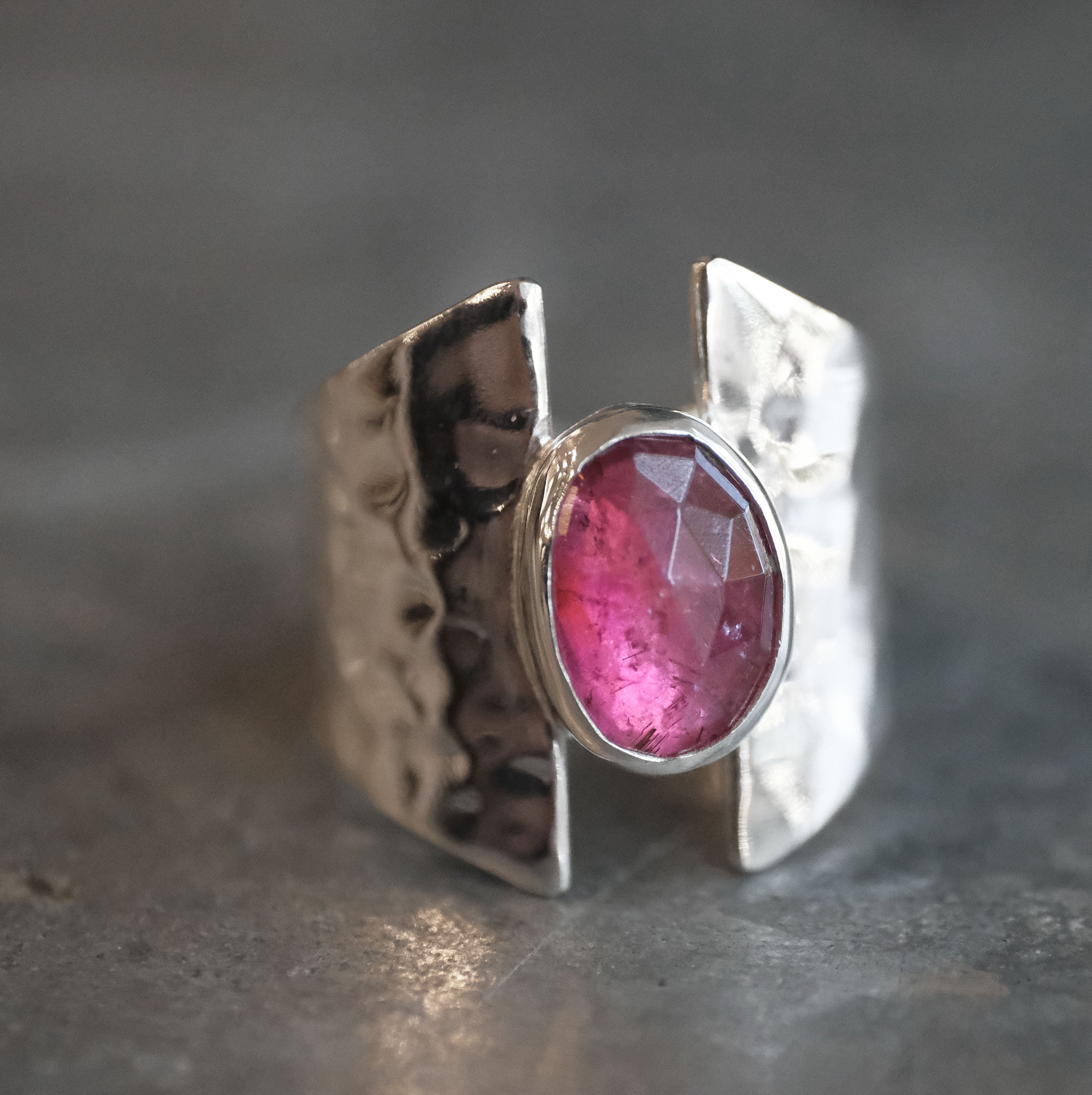Pink Tourmaline Shield Ring (Size 7.5) - One of a Kind
