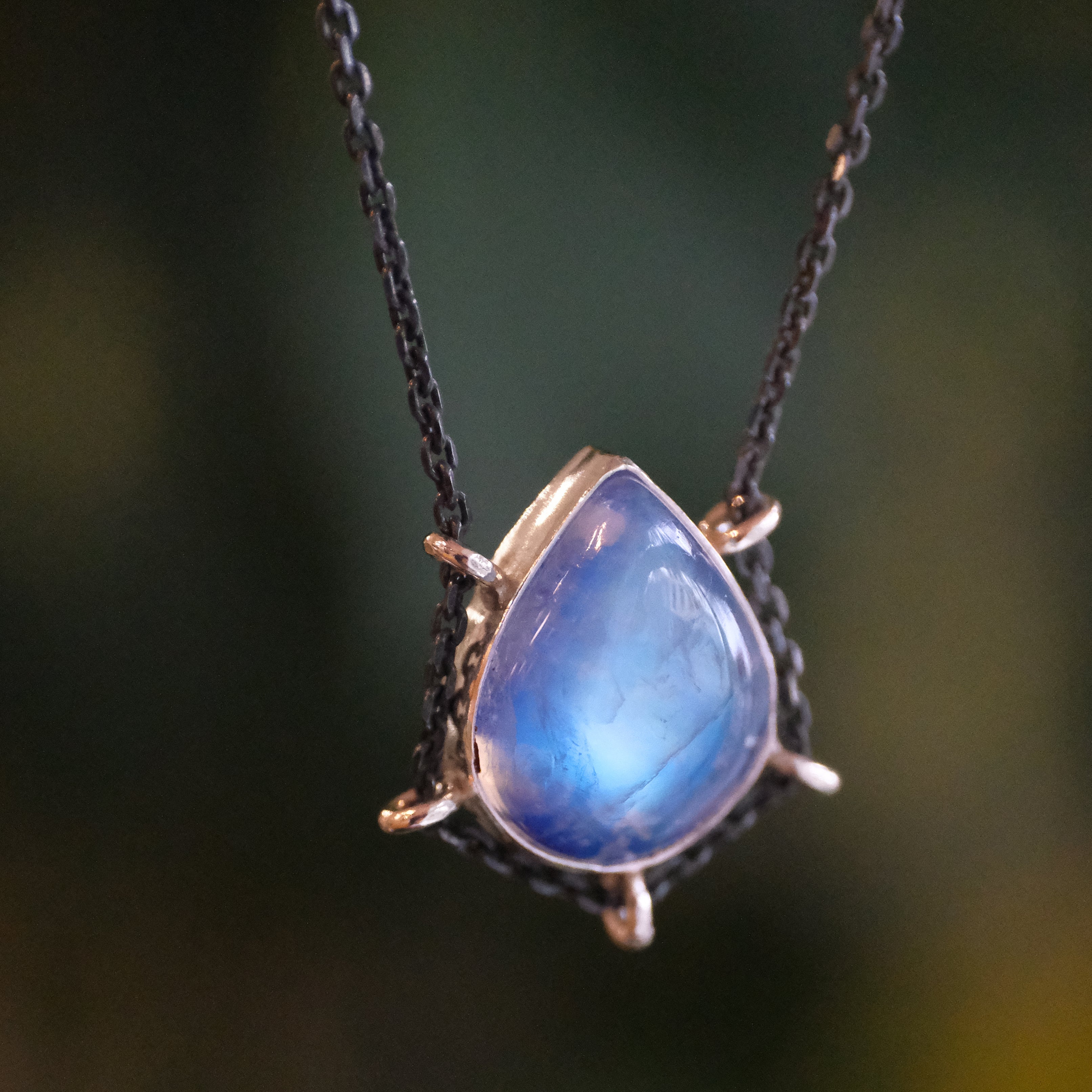 Rainbow Moonstone Path Necklace - One of a Kind