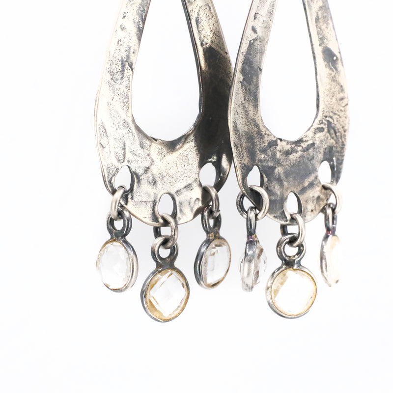 Clear Day Sterling + Quartz Earrings - One of a Kind