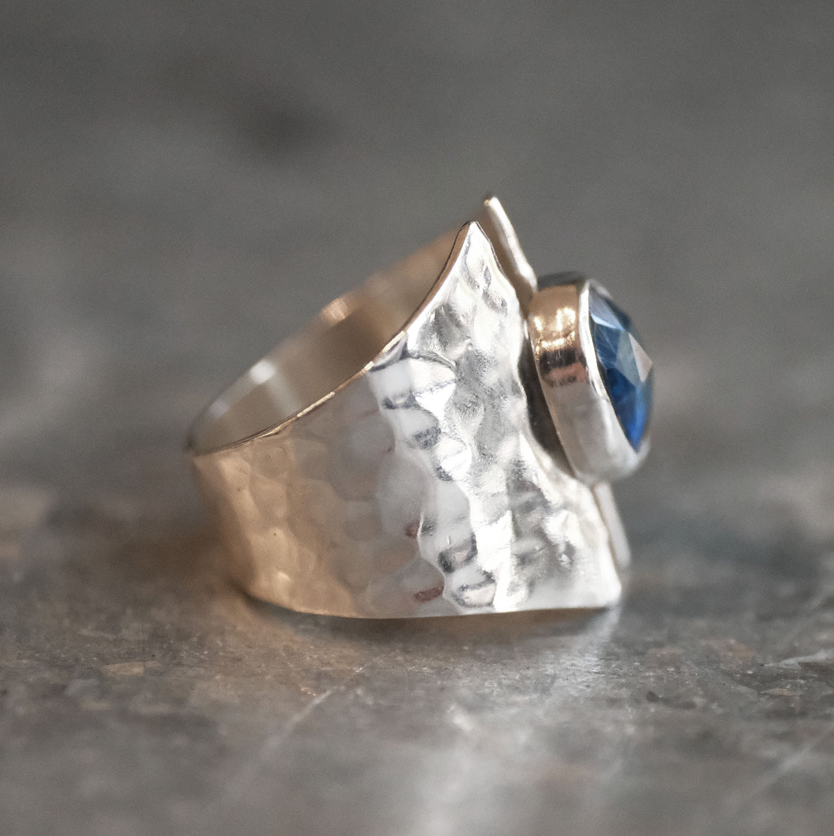 Blue Kyanite Shield Ring (Size 6.5) - One of a Kind