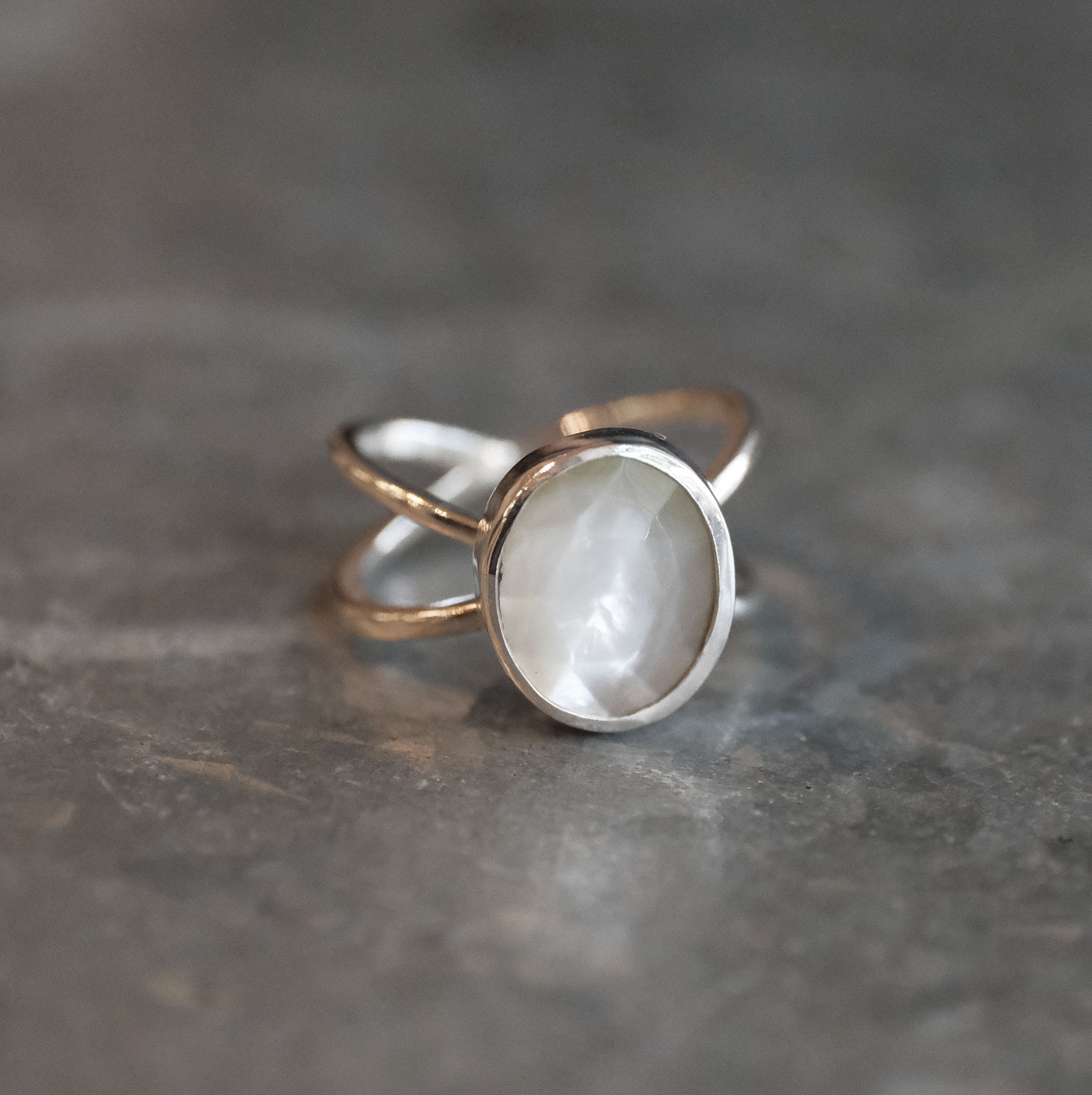 Mother of Pearl Atom Ring (Size 6) - One of a Kind