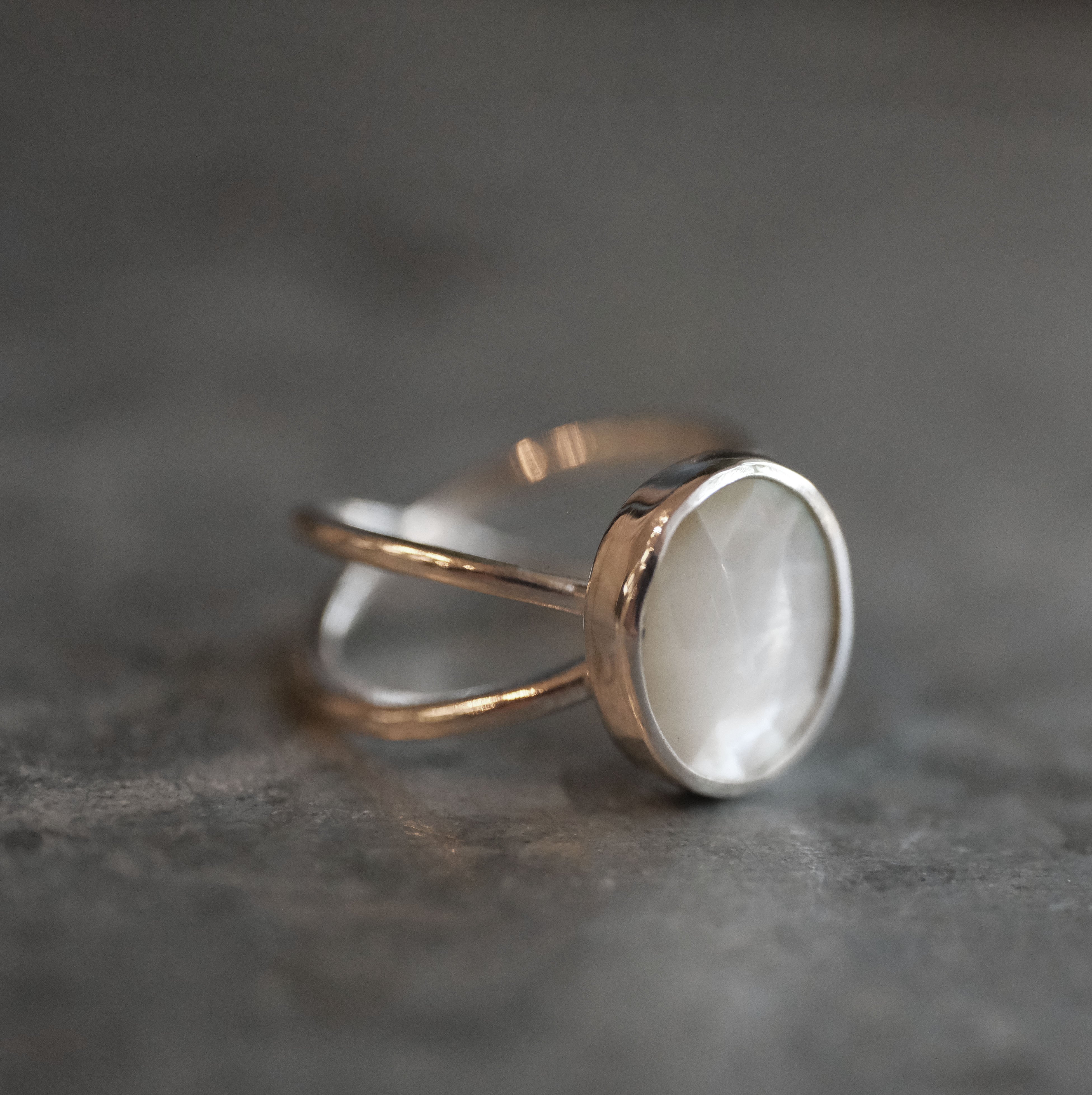 Mother of Pearl Atom Ring (Size 6) - One of a Kind