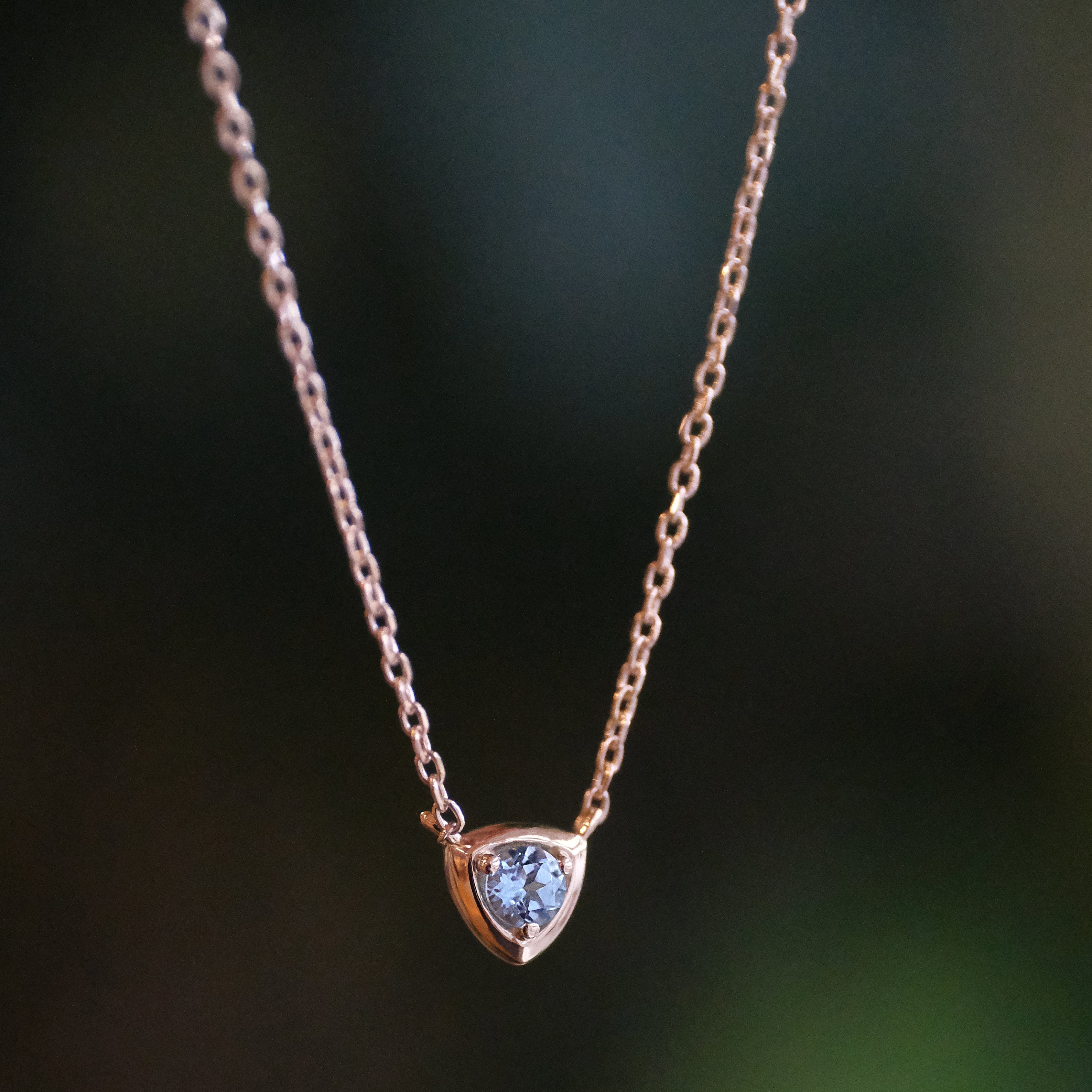 14k + Swiss Blue Topaz Protector Necklace