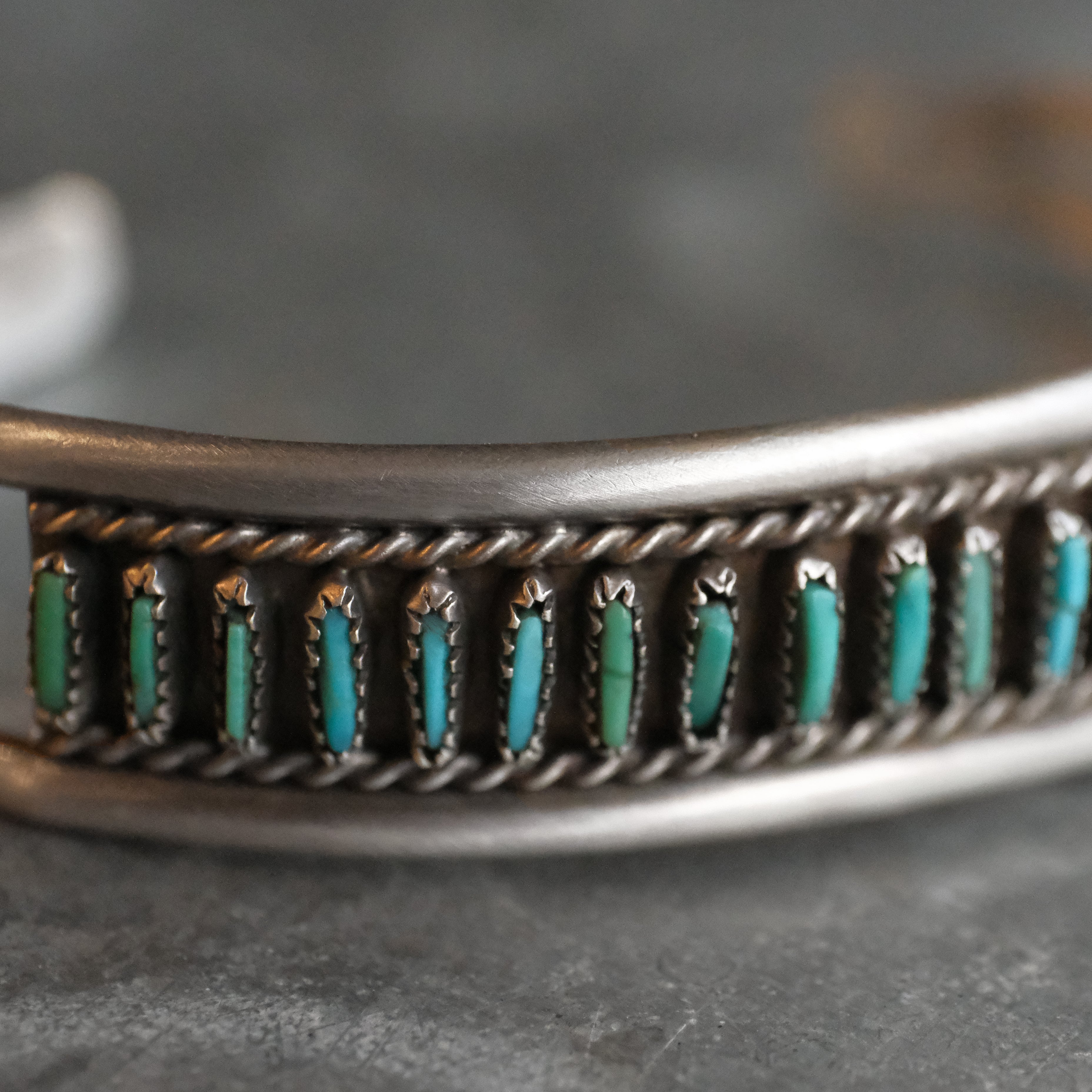 Vintage Zuni Needlepoint Turquoise Cuff - Adjustable
