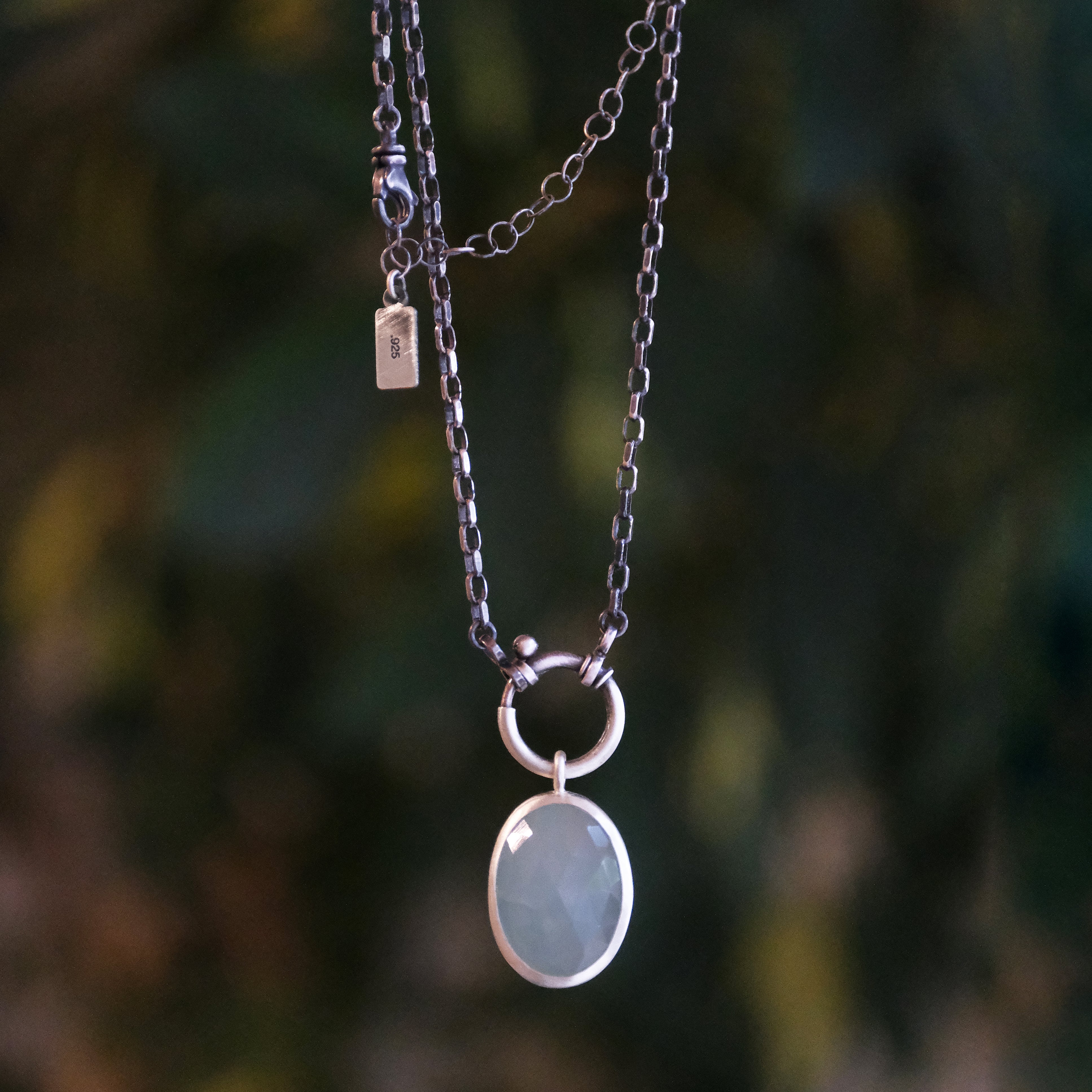 Aquamarine Charm Keeper Necklace - One of a Kind