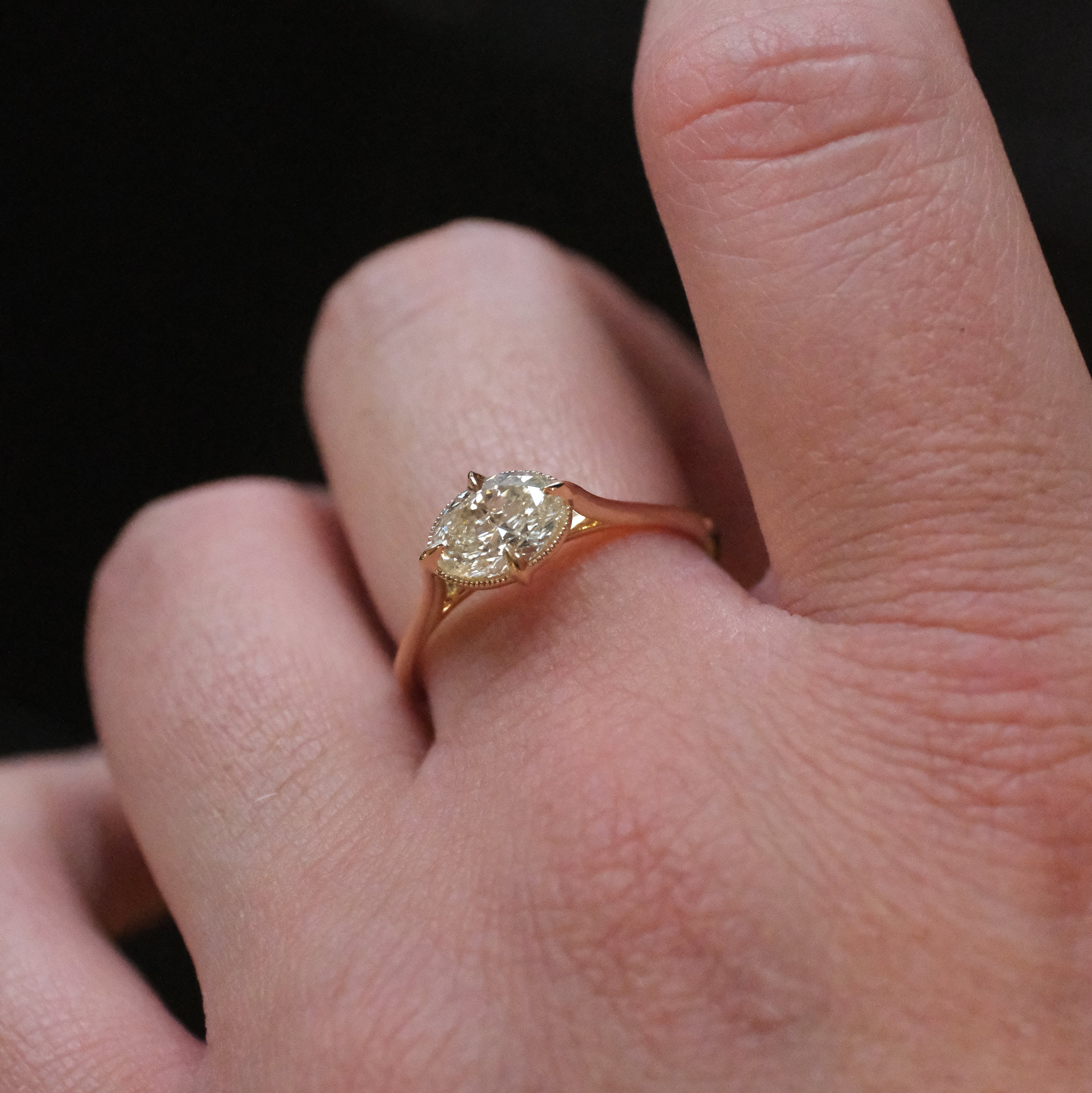 14k + Natural Diamond Champagne Avignon Ring