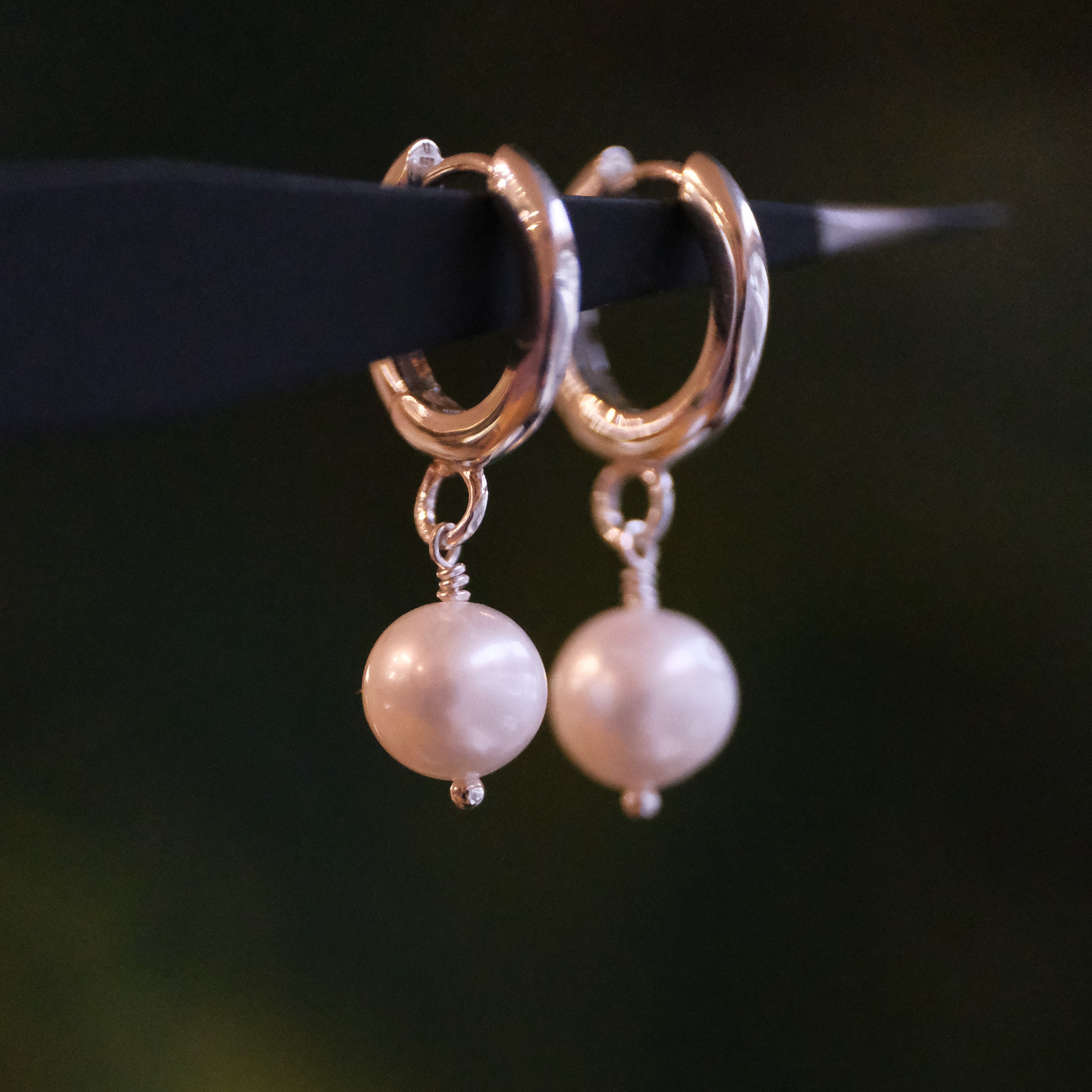 Pearl Popping Sterling Huggers