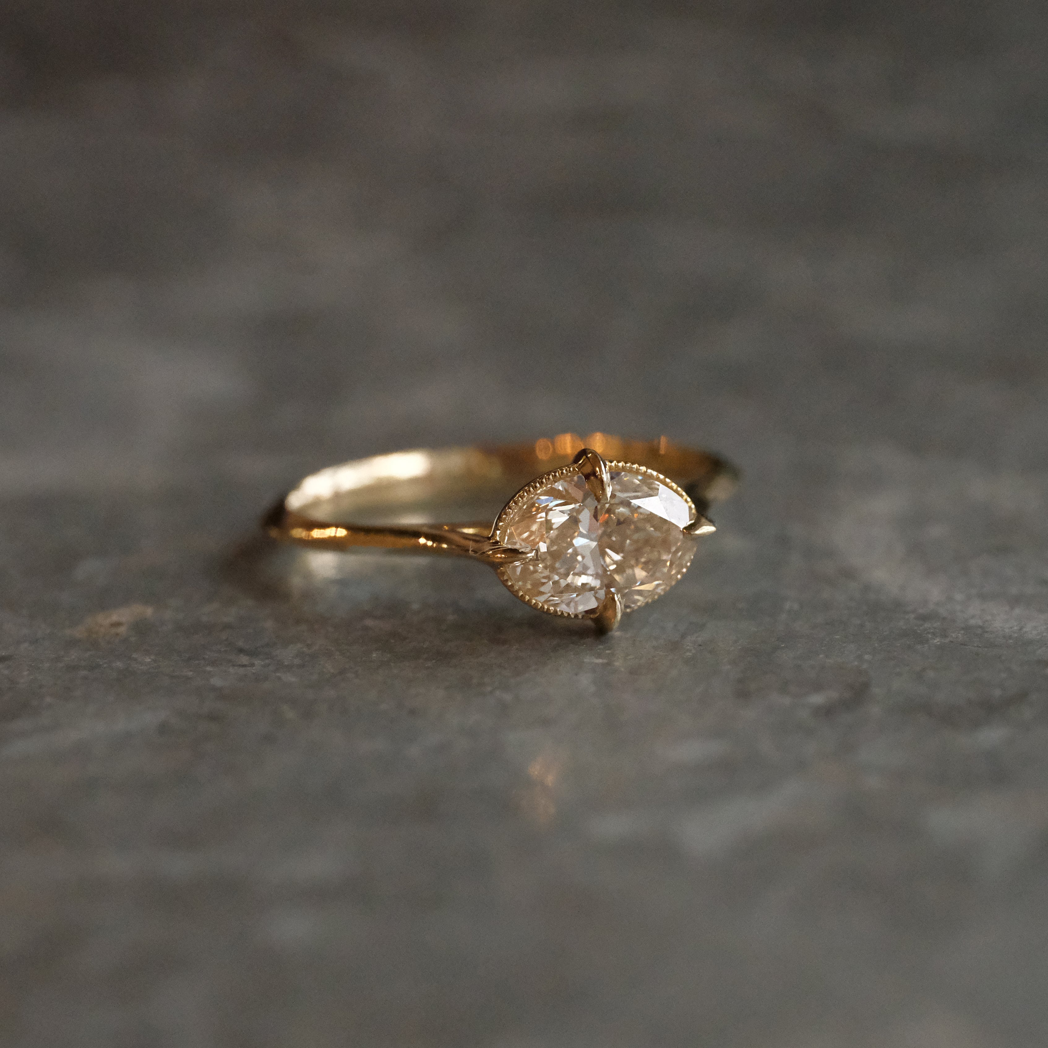14k + Natural Diamond Champagne Avignon Ring
