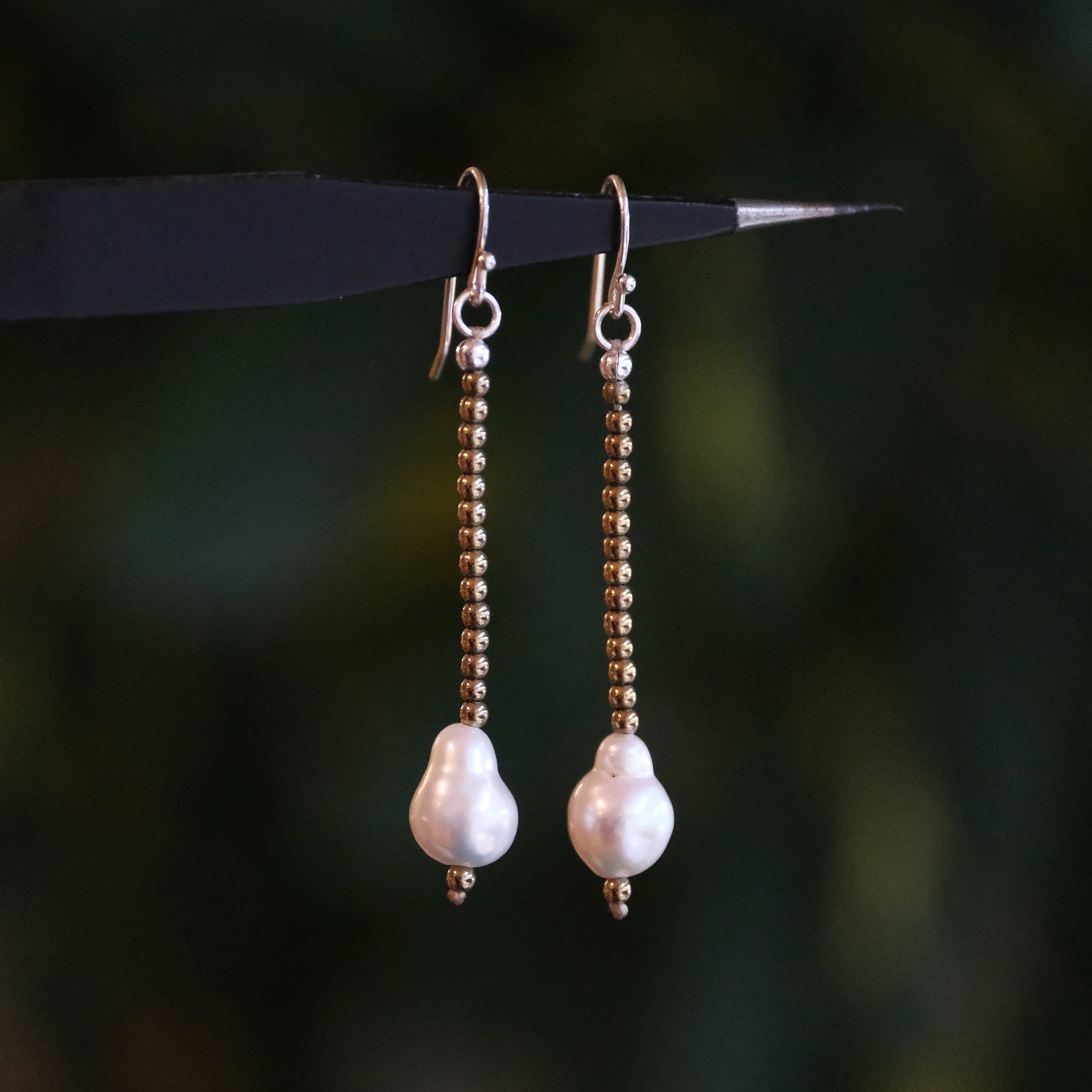 Vibing Pyrite + Pearl Earrings - One of a Kind