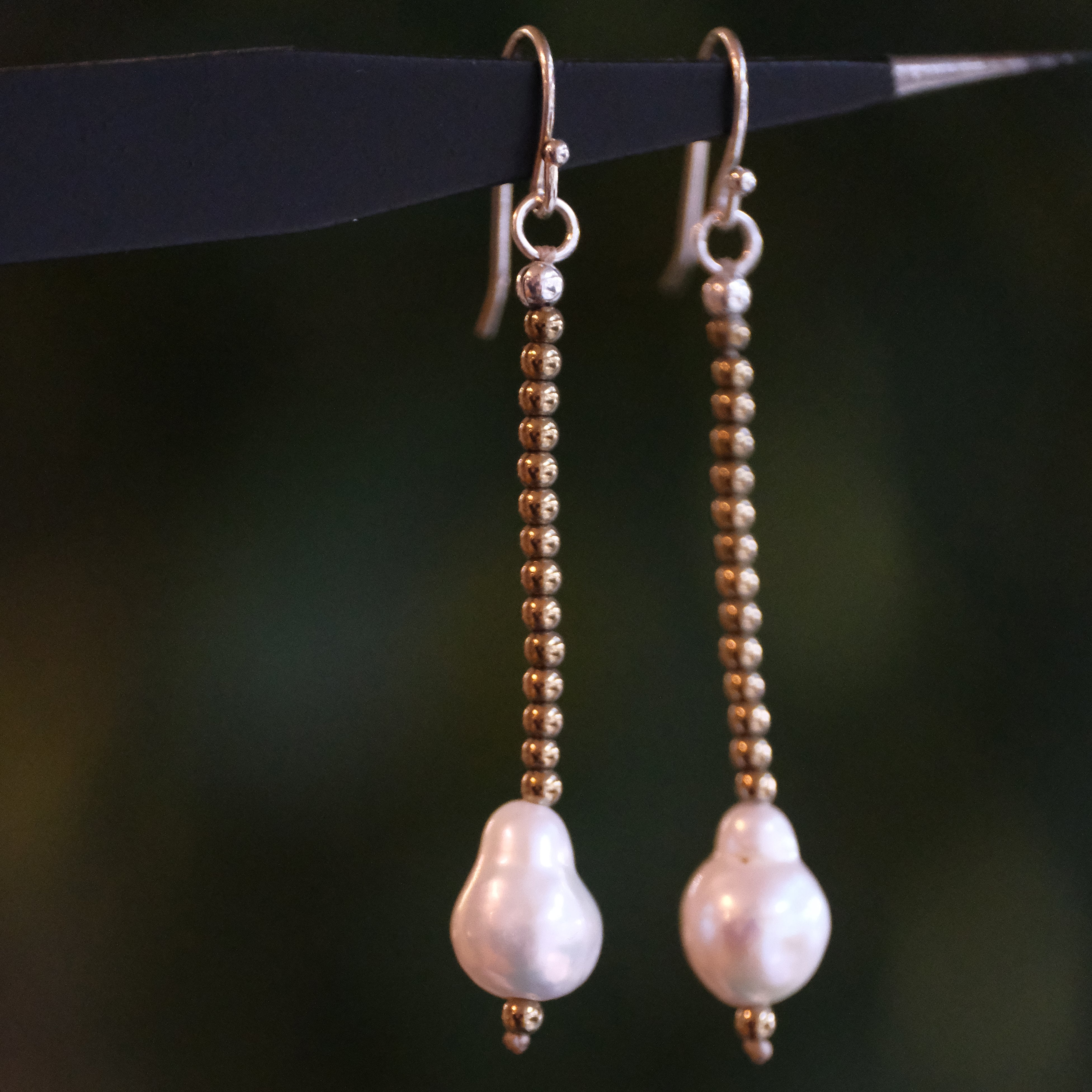 Vibing Pyrite + Pearl Earrings - One of a Kind