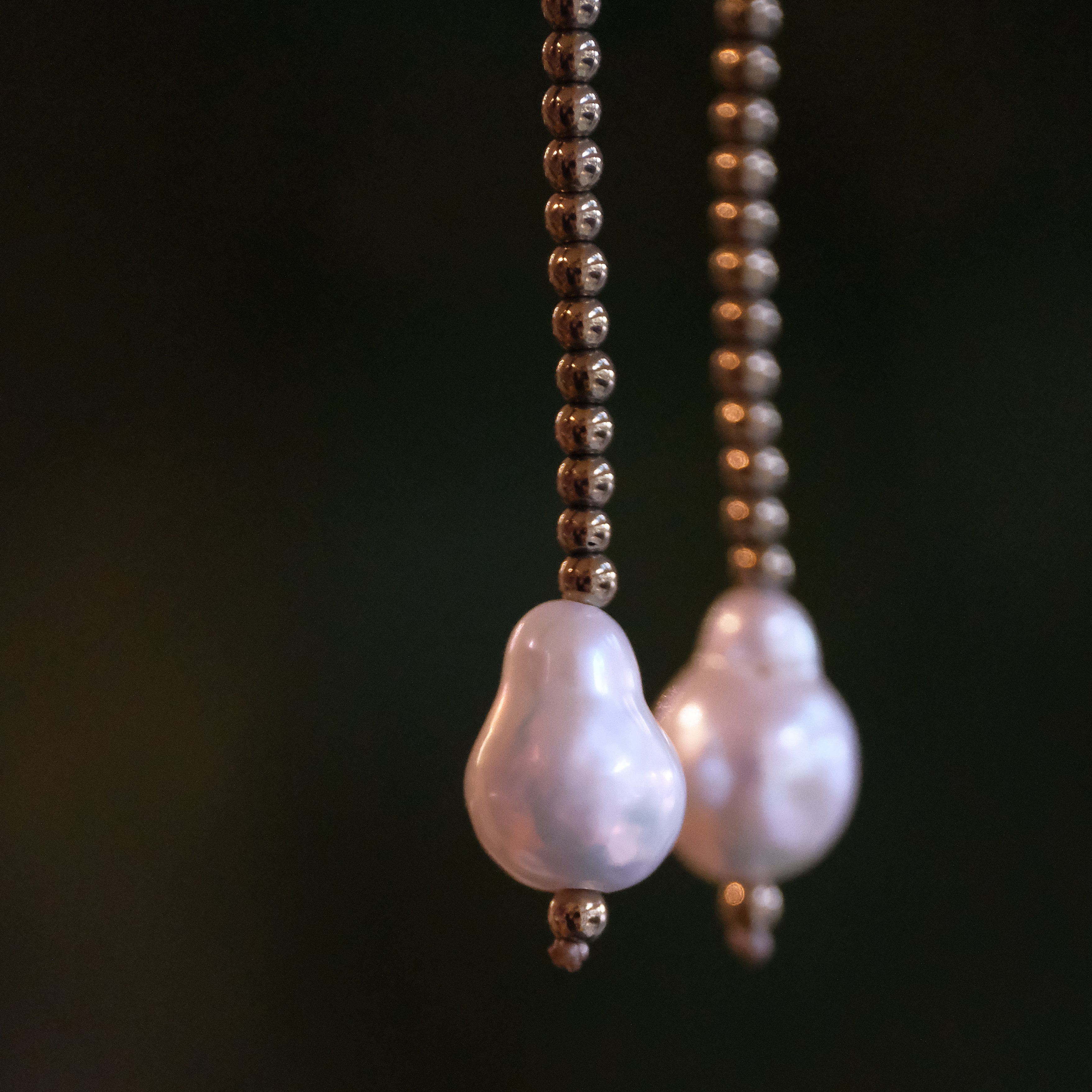 Vibing Pyrite + Pearl Earrings - One of a Kind