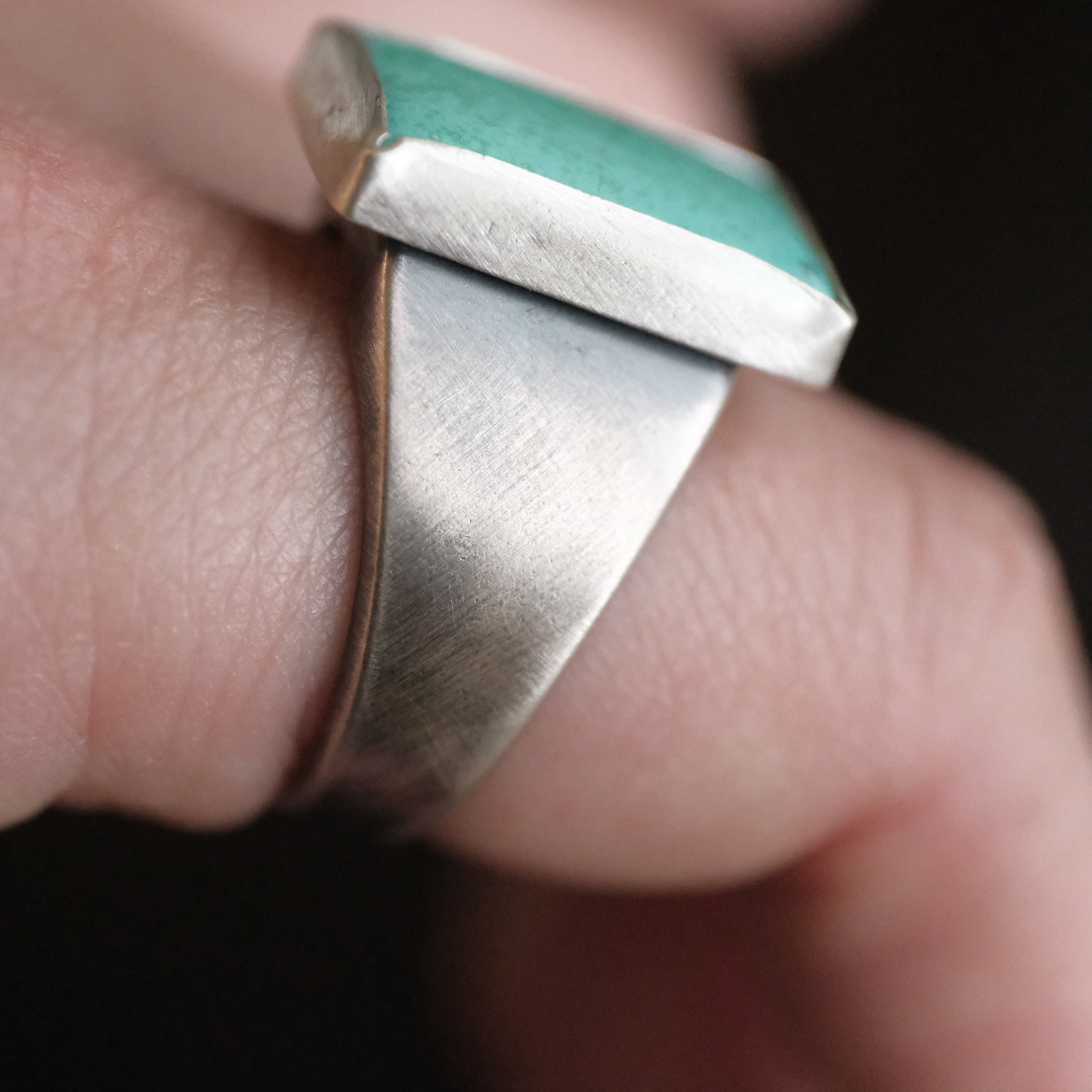 Turquoise Stepping Stone Signet Ring (Size 9) - One of a Kind