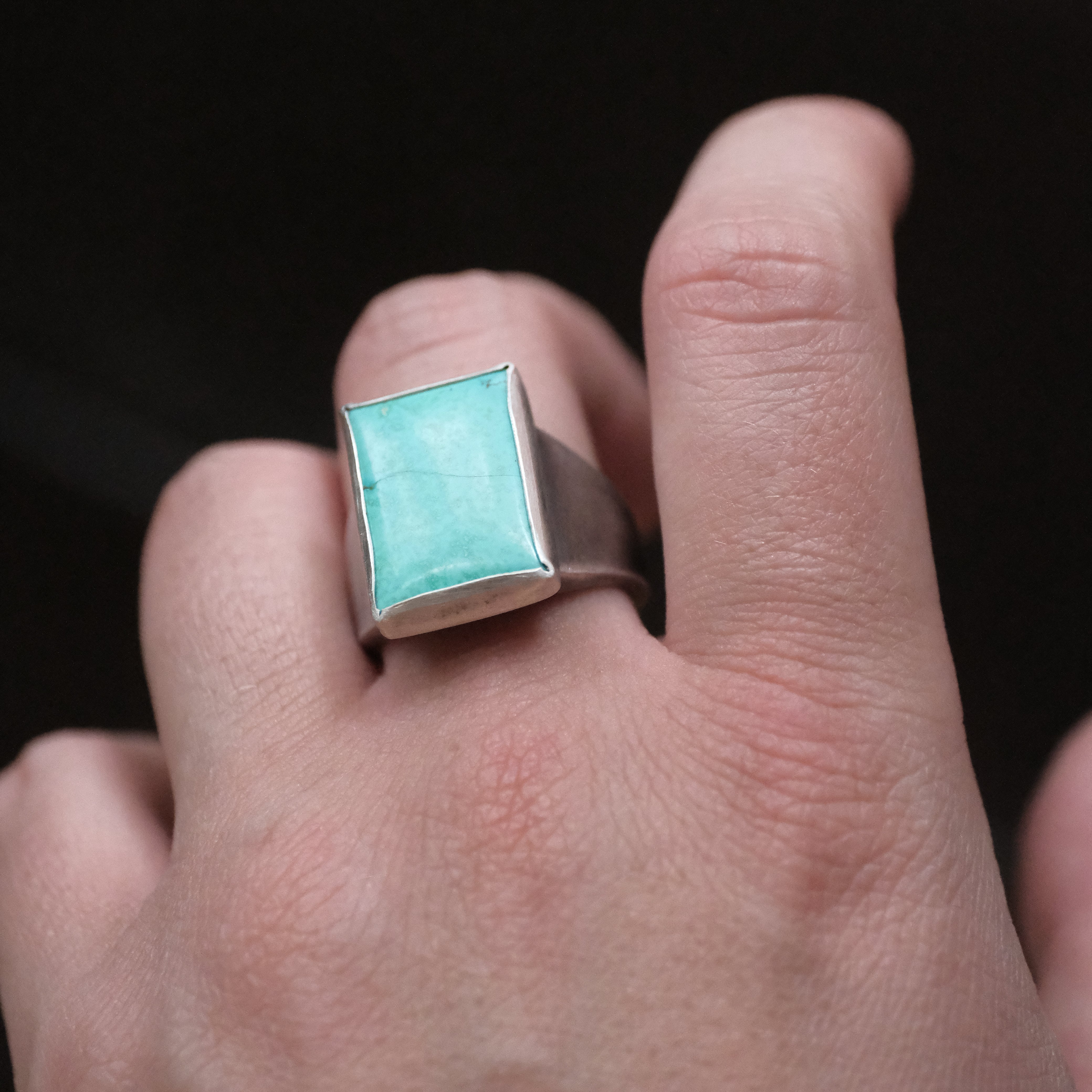 Turquoise Stepping Stone Signet Ring (Size 9) - One of a Kind