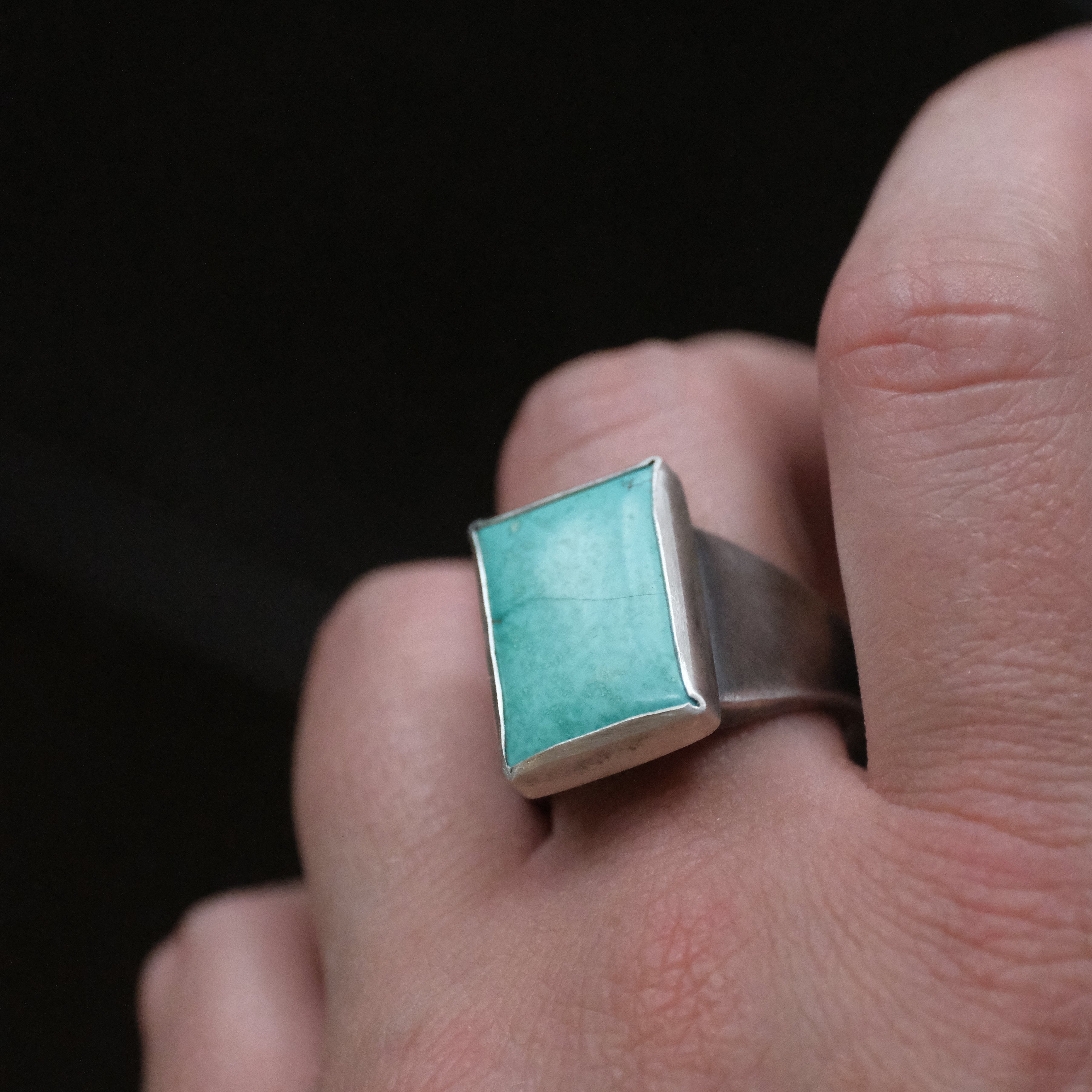 Turquoise Stepping Stone Signet Ring (Size 9) - One of a Kind