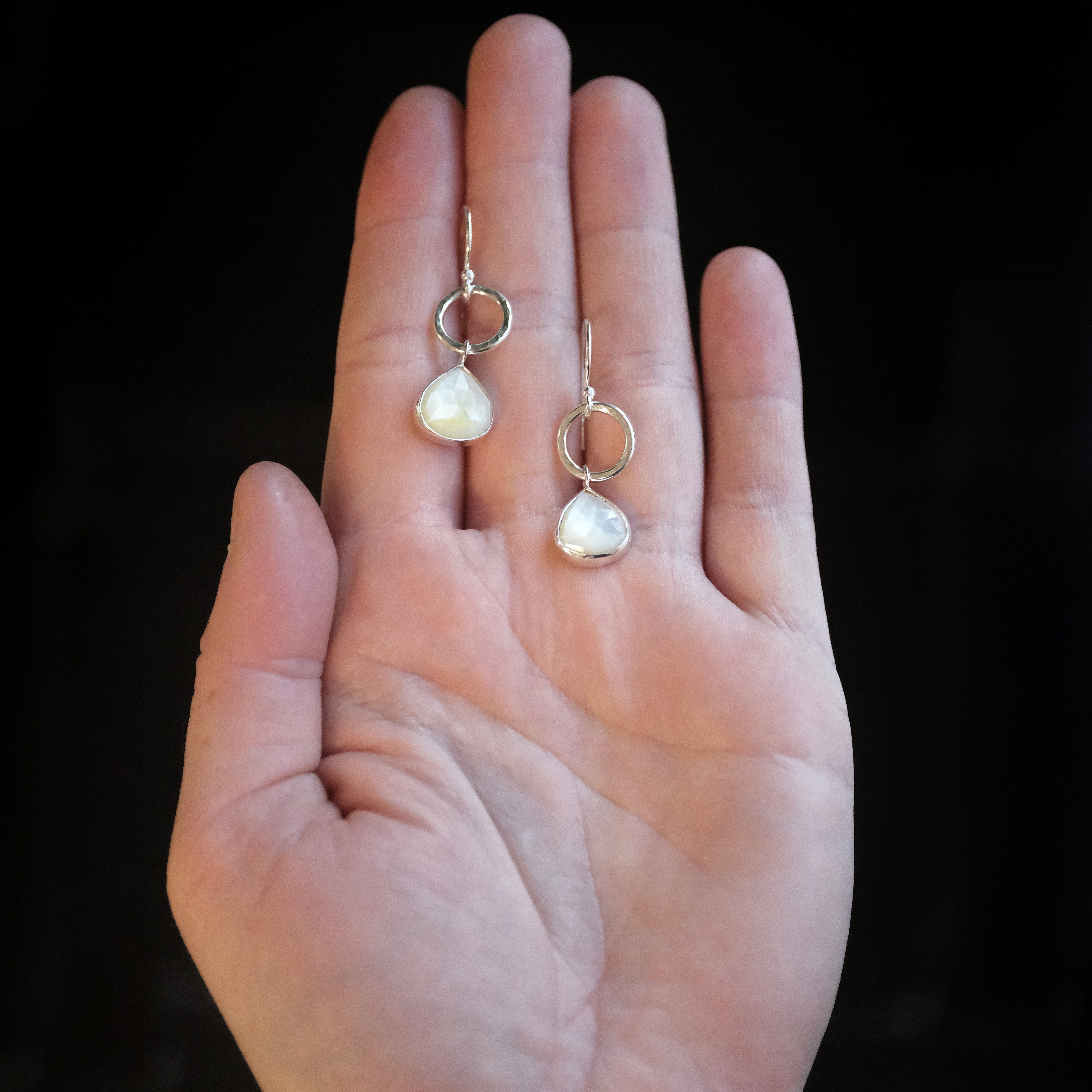 Mother of Pearl Encircled Earrings - One of a Kind