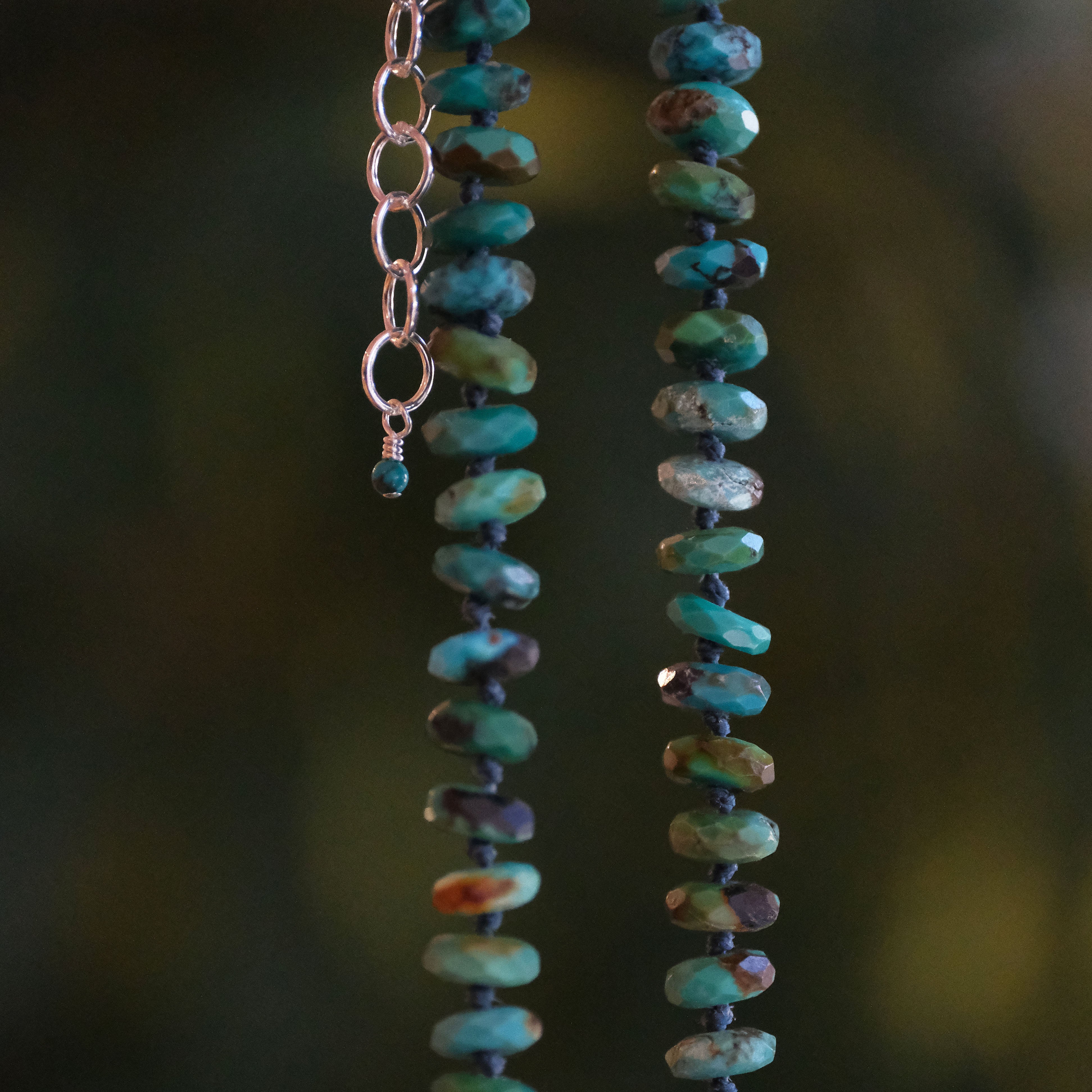 Knotted Turquoise + Sterling Taos Necklace