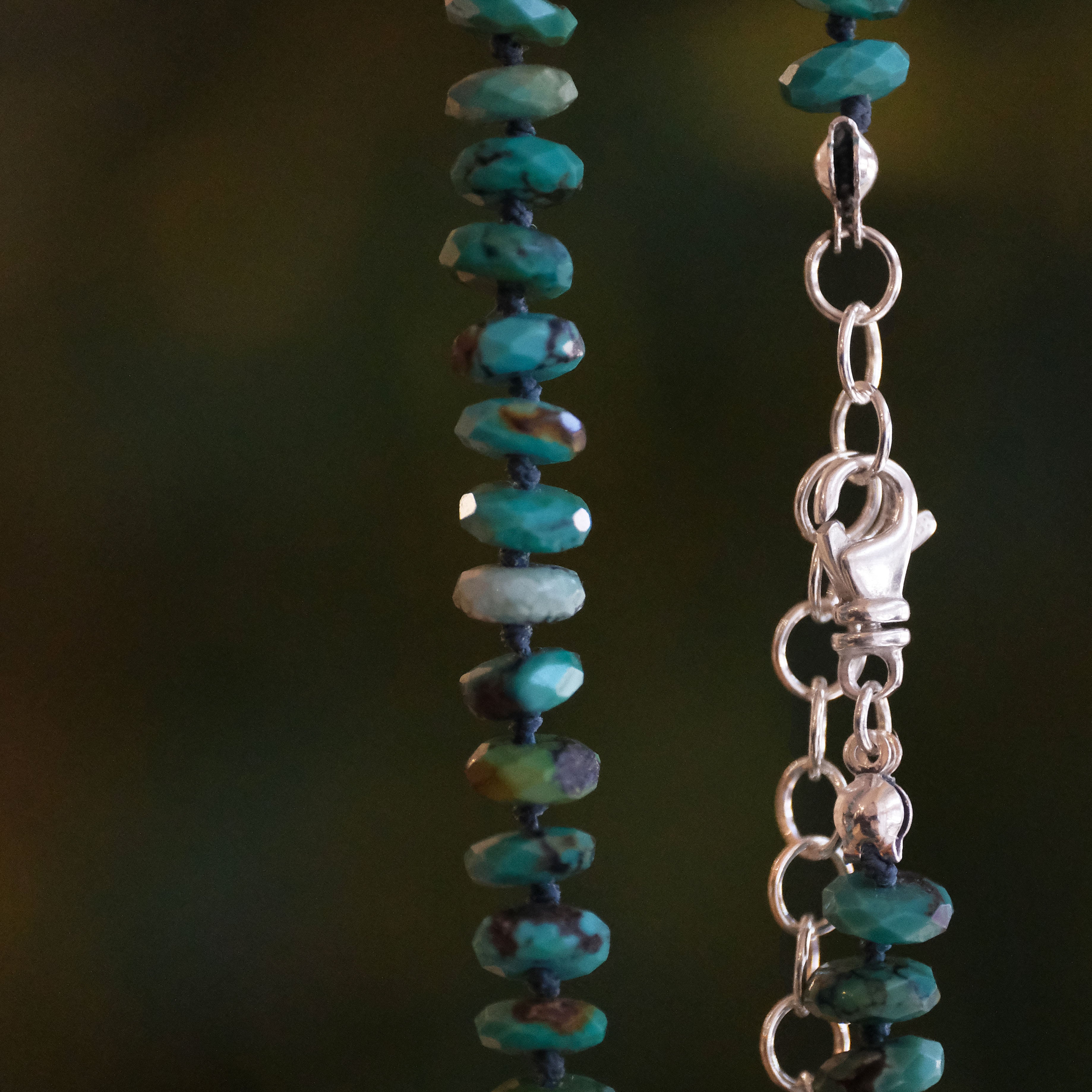 Knotted Turquoise + Sterling Taos Necklace