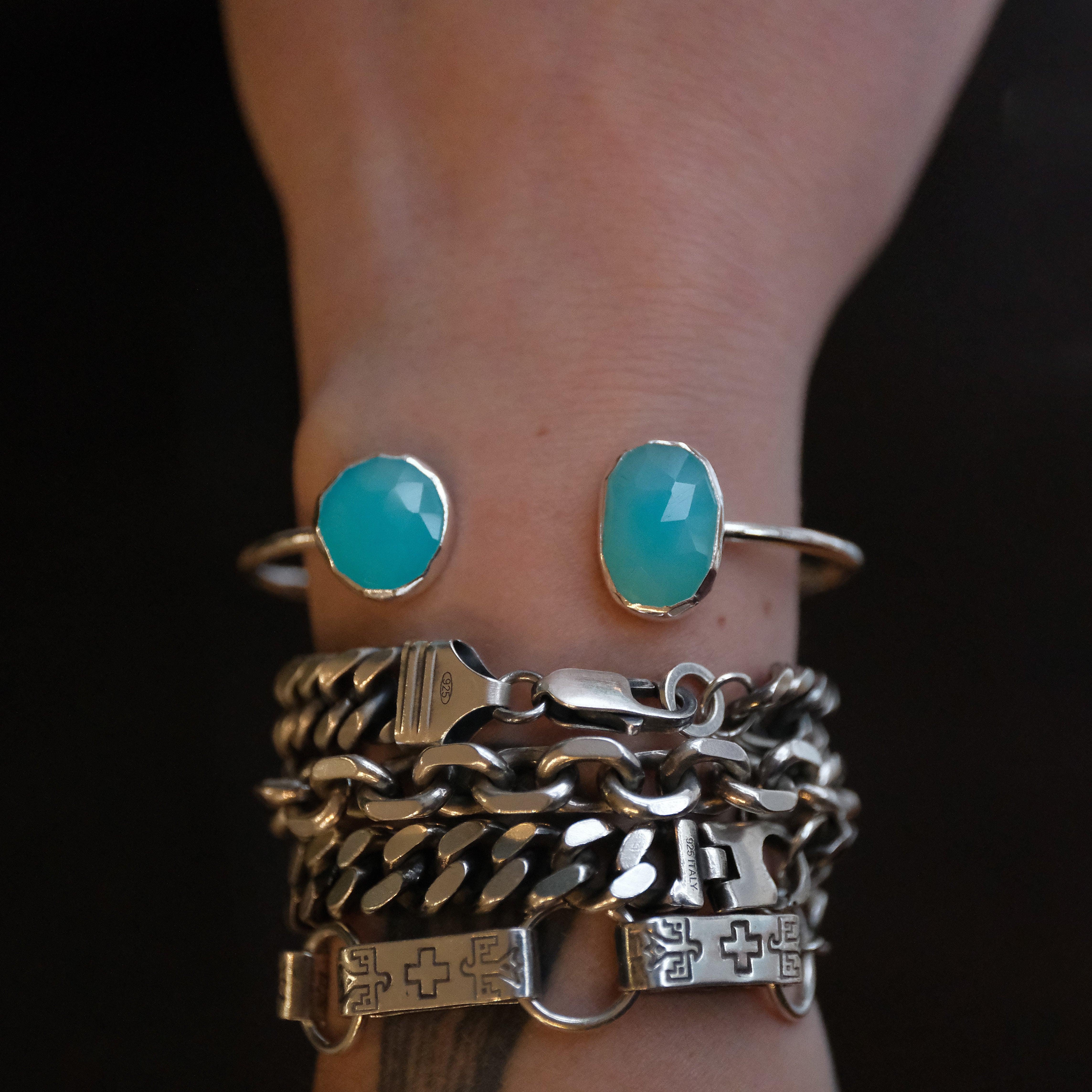 Teal Chrysoprase Duo Cuff - One of a Kind